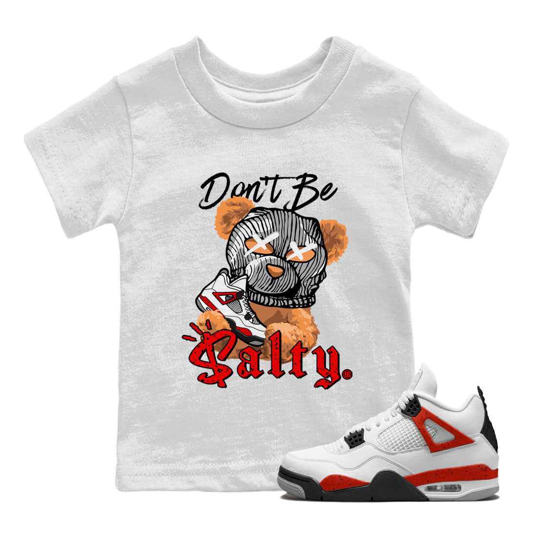 Don't Be Salty Bear Kids Tops - Air Jordan 4 Red Cement