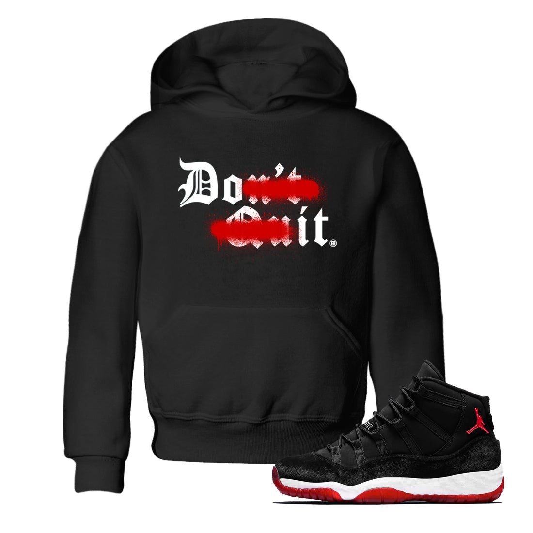 Don't Quit Do It snkmatch Tees Kids - Air Jordan 11 Bred Velvet