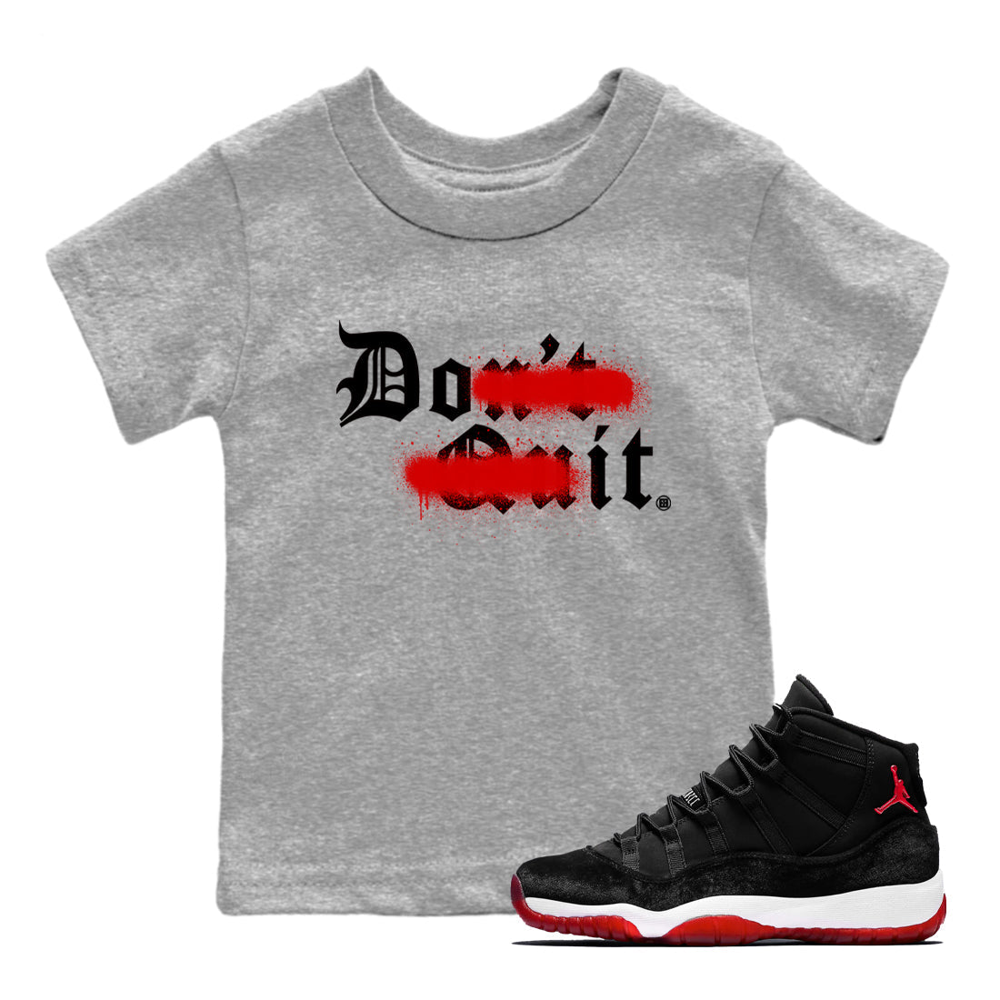 Don't Quit Do It snkmatch Tees Kids - Air Jordan 11 Bred Velvet