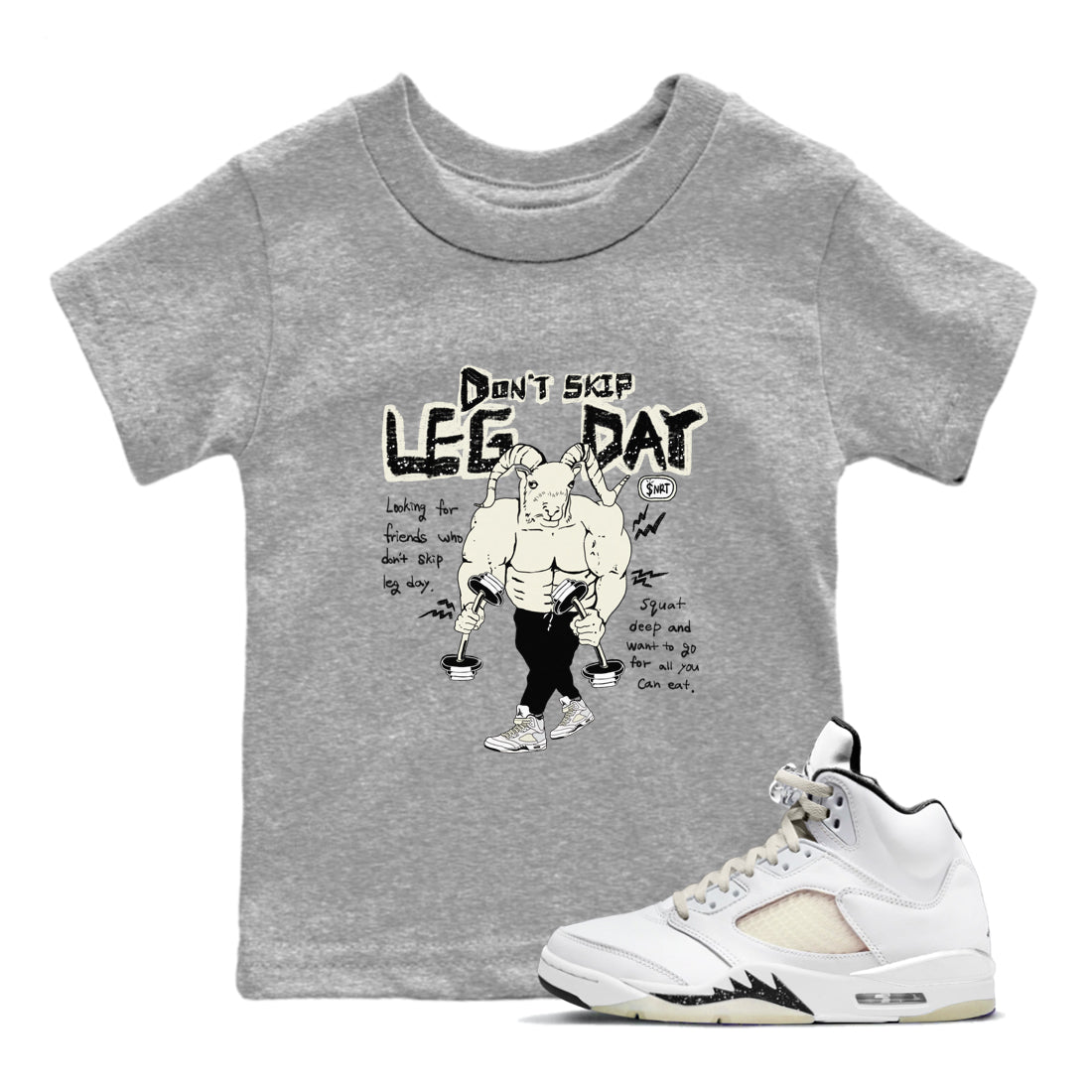 Don't Skip Leg Day snkmatch Tees Kids - Air Jordan 5 Sail