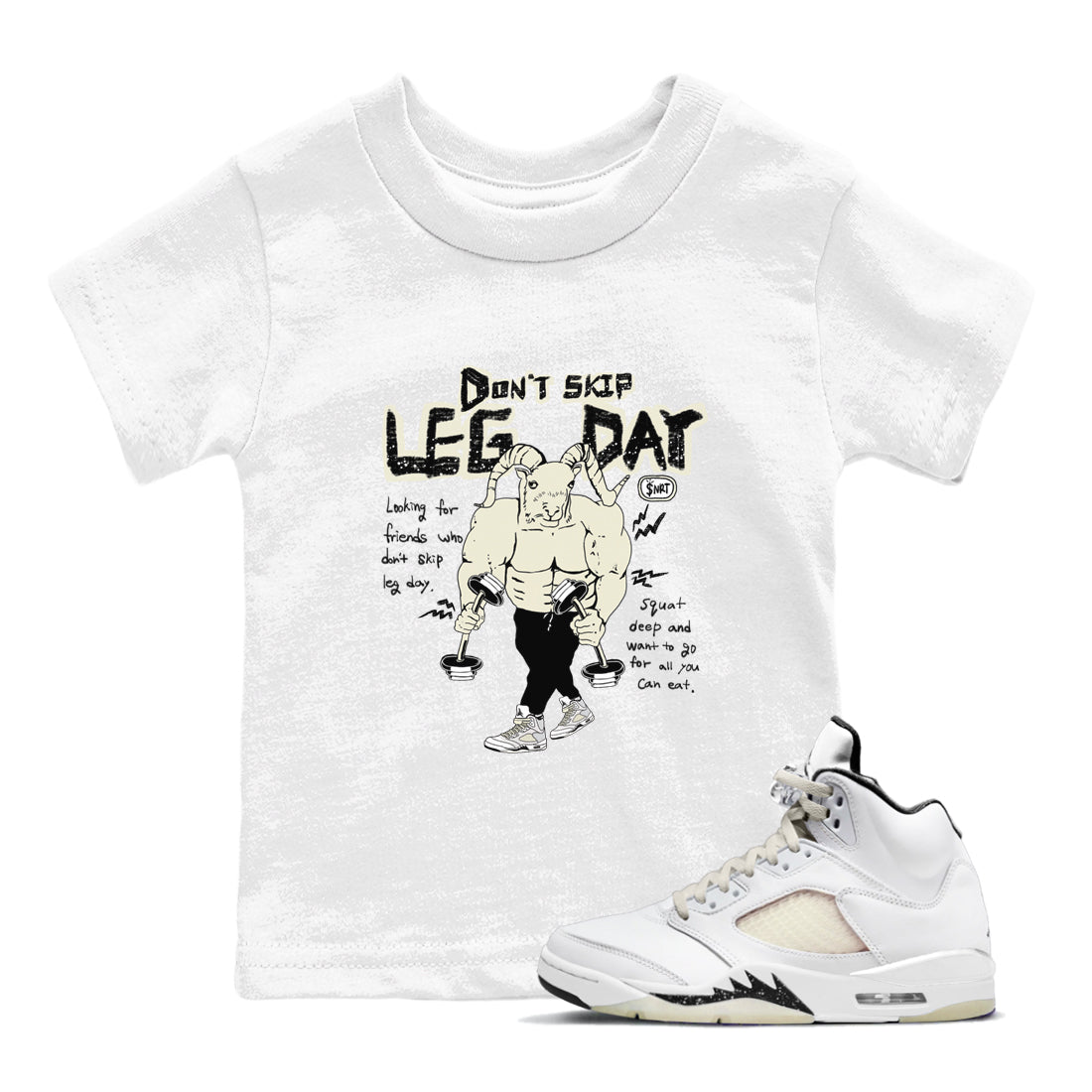 Don't Skip Leg Day snkmatch Tees Kids - Air Jordan 5 Sail