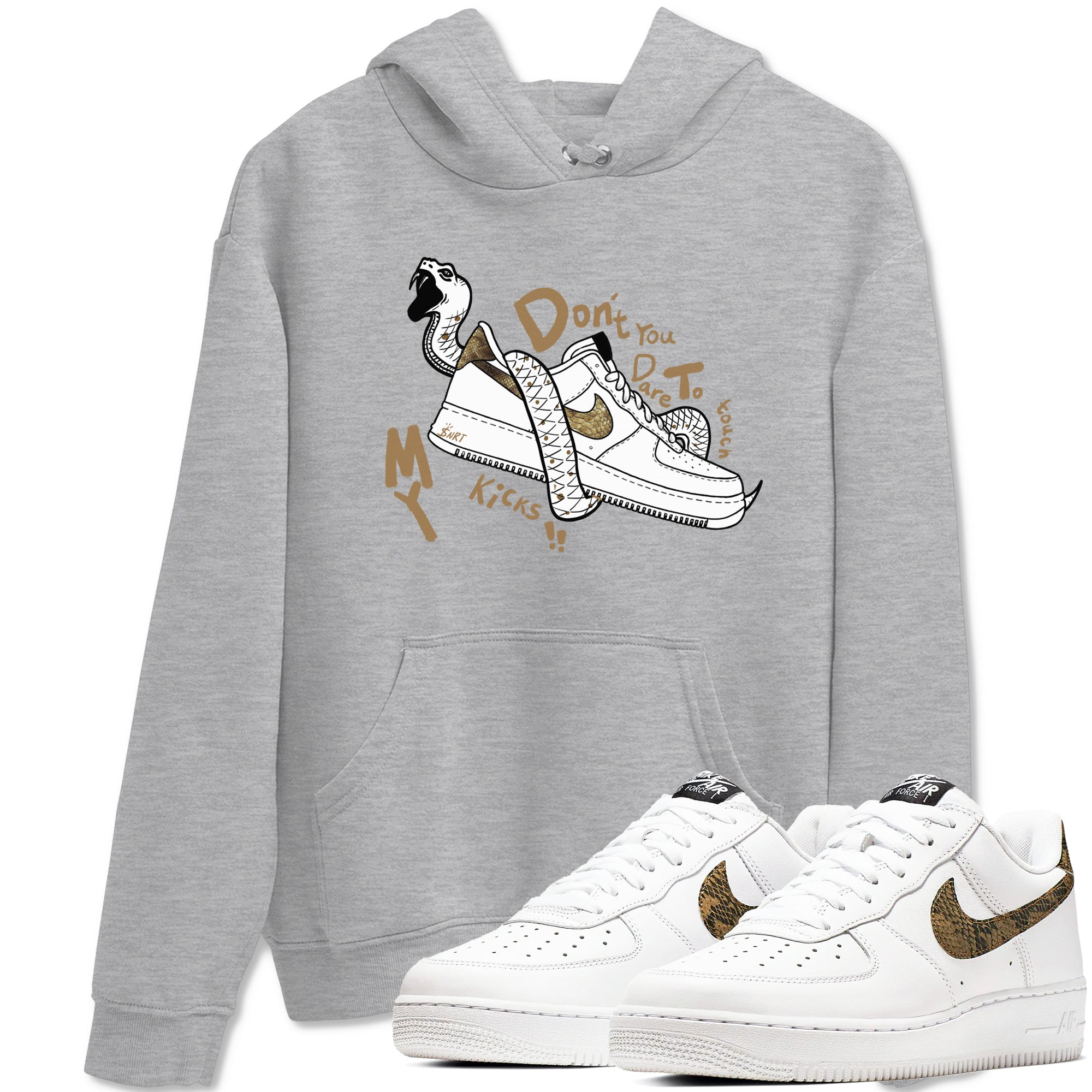 Don't Touch My Kicks snkmatch Tees - Air Force 1 Ivory Snake