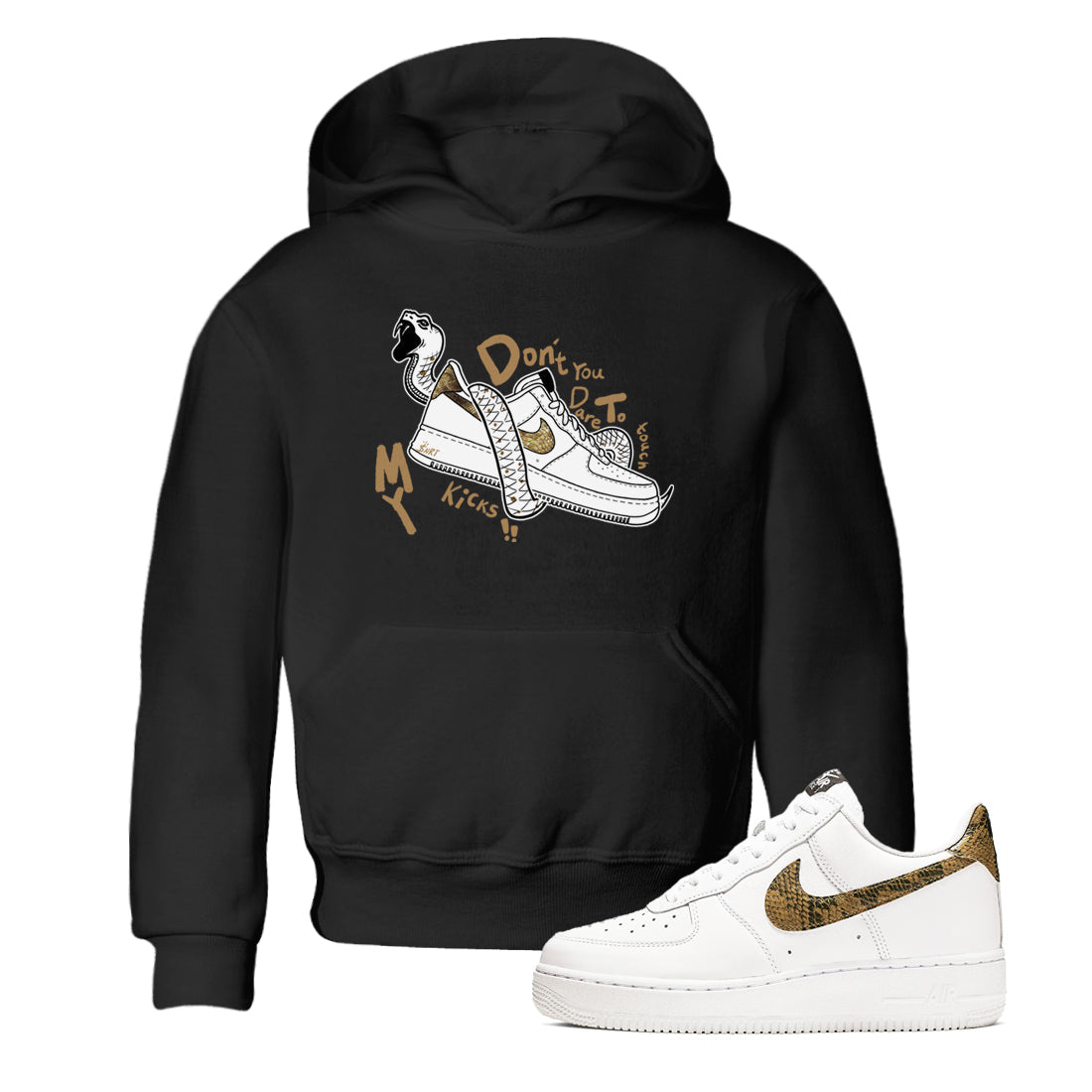 Don't Touch My Kicks snkmatch Tees Kids - Air Force 1 Ivory Snake