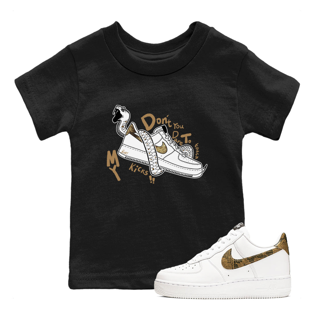 Don't Touch My Kicks snkmatch Tees Kids - Air Force 1 Ivory Snake