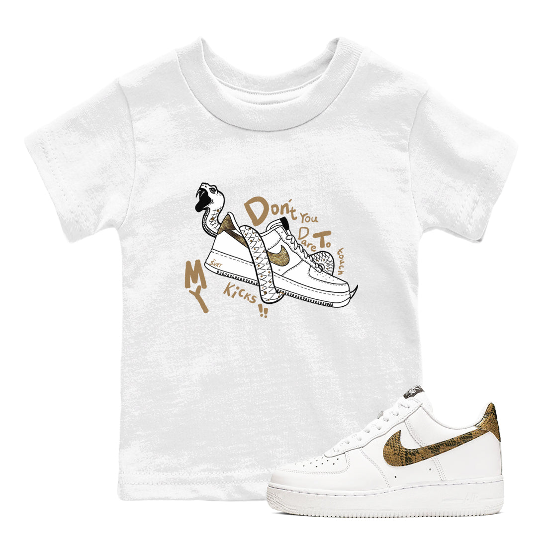 Don't Touch My Kicks snkmatch Tees Kids - Air Force 1 Ivory Snake