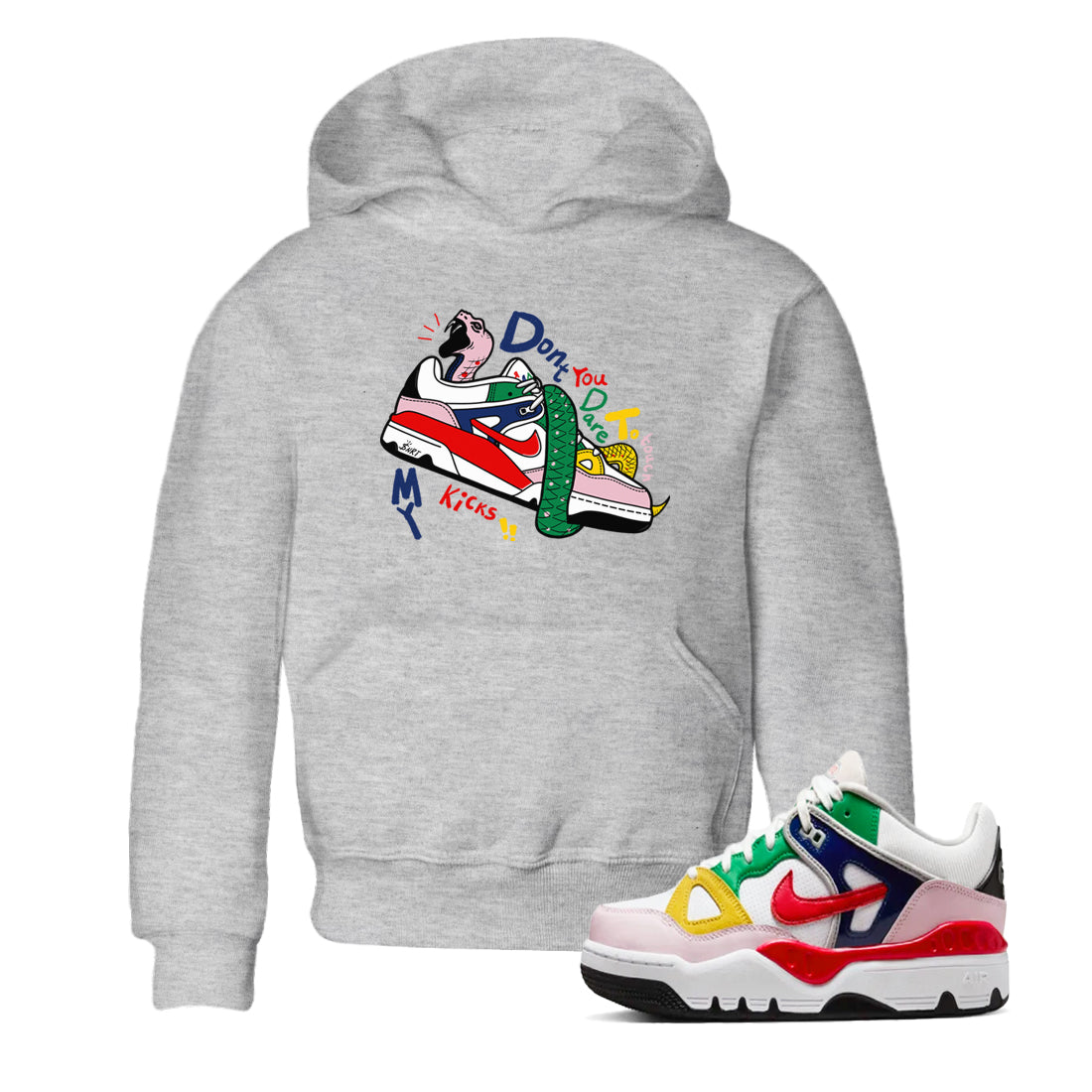 Don't Touch My Kicks snkmatch Tees Kids - Air Force 3 Blue Void and Tour Yellow