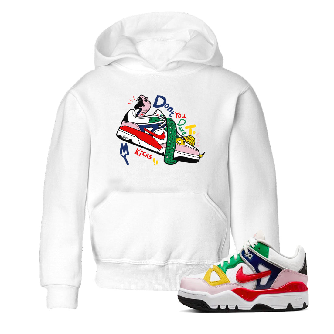 Don't Touch My Kicks snkmatch Tees Kids - Air Force 3 Blue Void and Tour Yellow