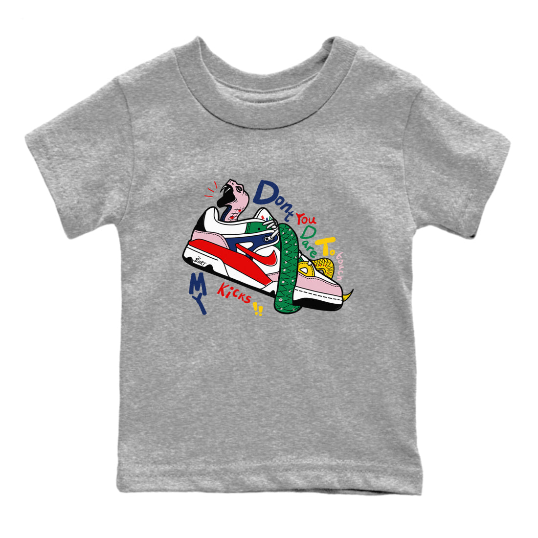Don't Touch My Kicks snkmatch Tees Kids - Air Force 3 Blue Void and Tour Yellow