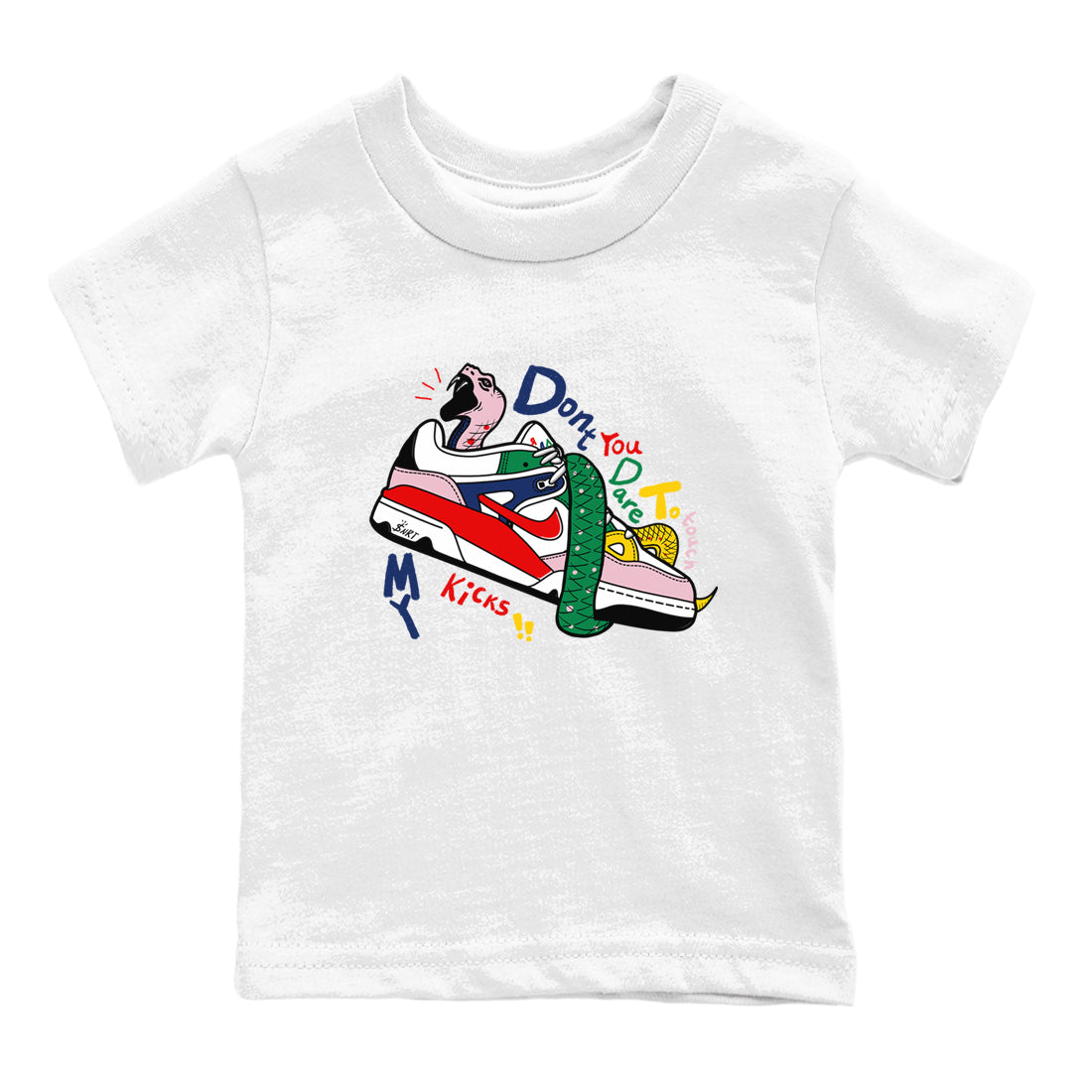 Don't Touch My Kicks snkmatch Tees Kids - Air Force 3 Blue Void and Tour Yellow