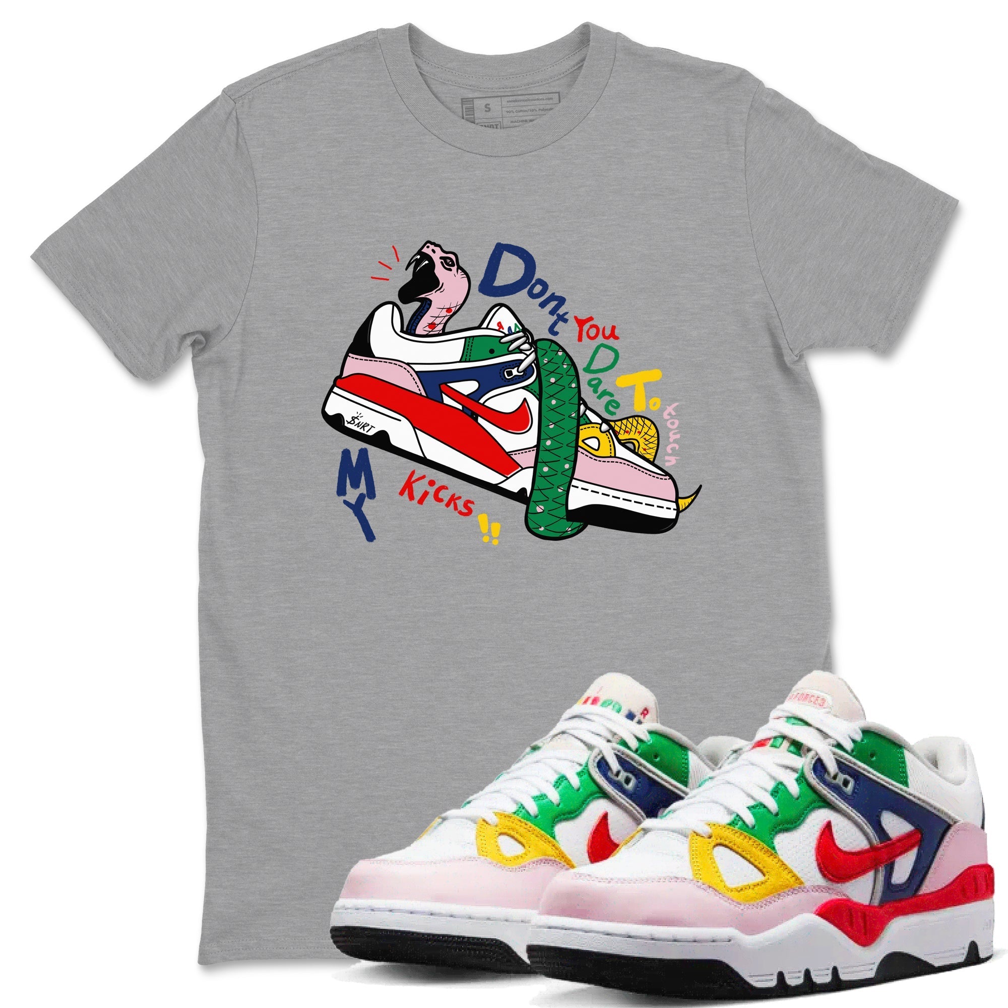 Don't Touch My Kicks snkmatch Tees - Air Force 3 Blue Void and Tour Yellow