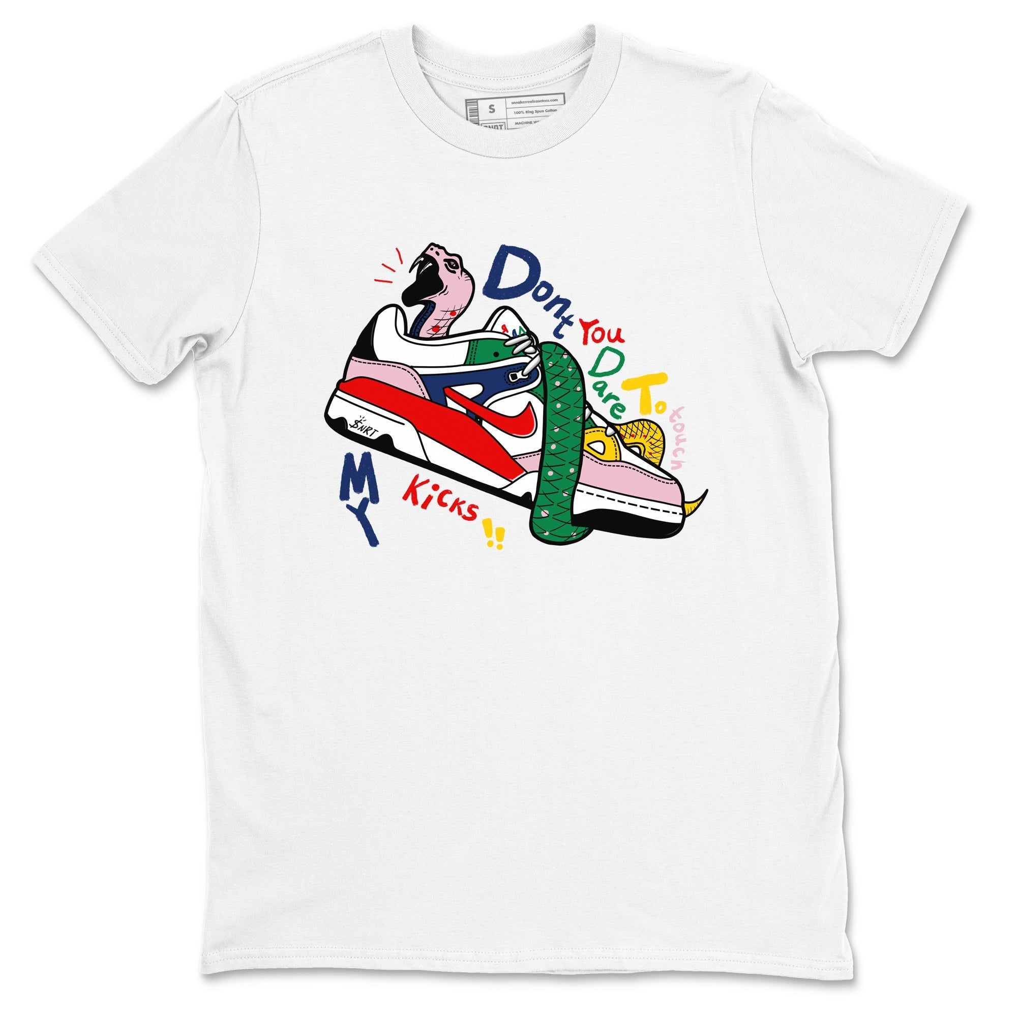 Don't Touch My Kicks snkmatch Tees - Air Force 3 Blue Void and Tour Yellow
