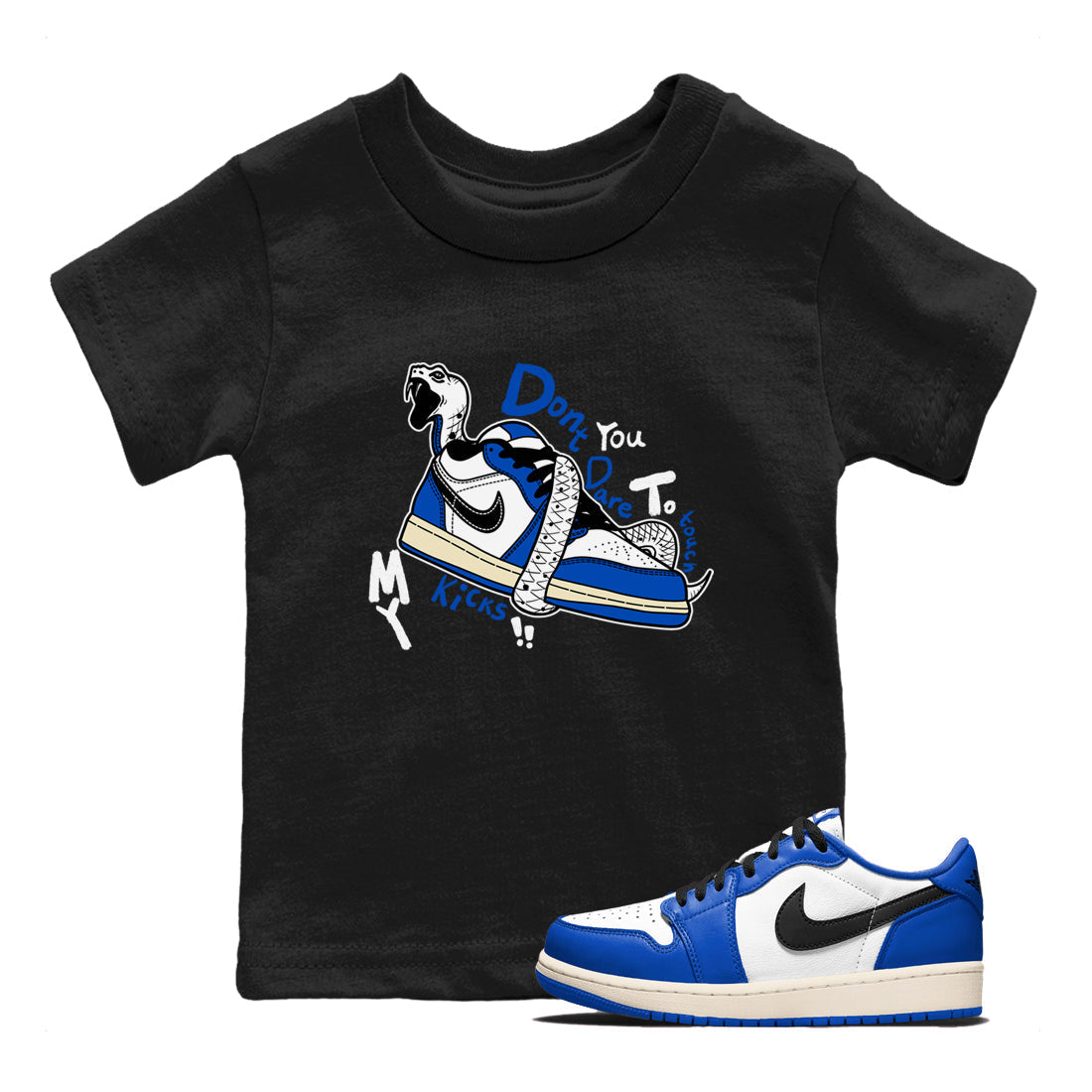 Don't Touch My Kicks snkmatch Tees Kids - Air Jordan 1 Game Royal