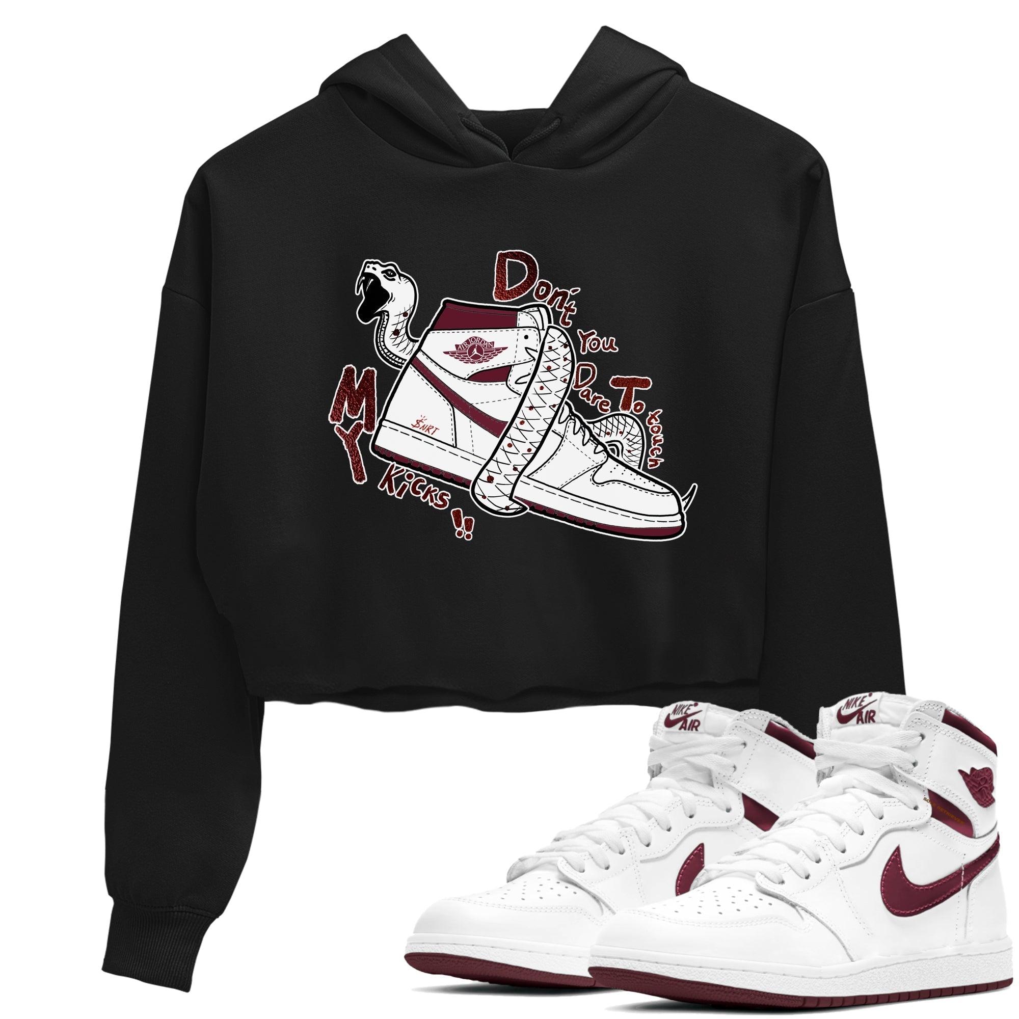 Don't Touch My Kicks snkmatch Women's Top - Air Jordan 1 Metallic Burgundy