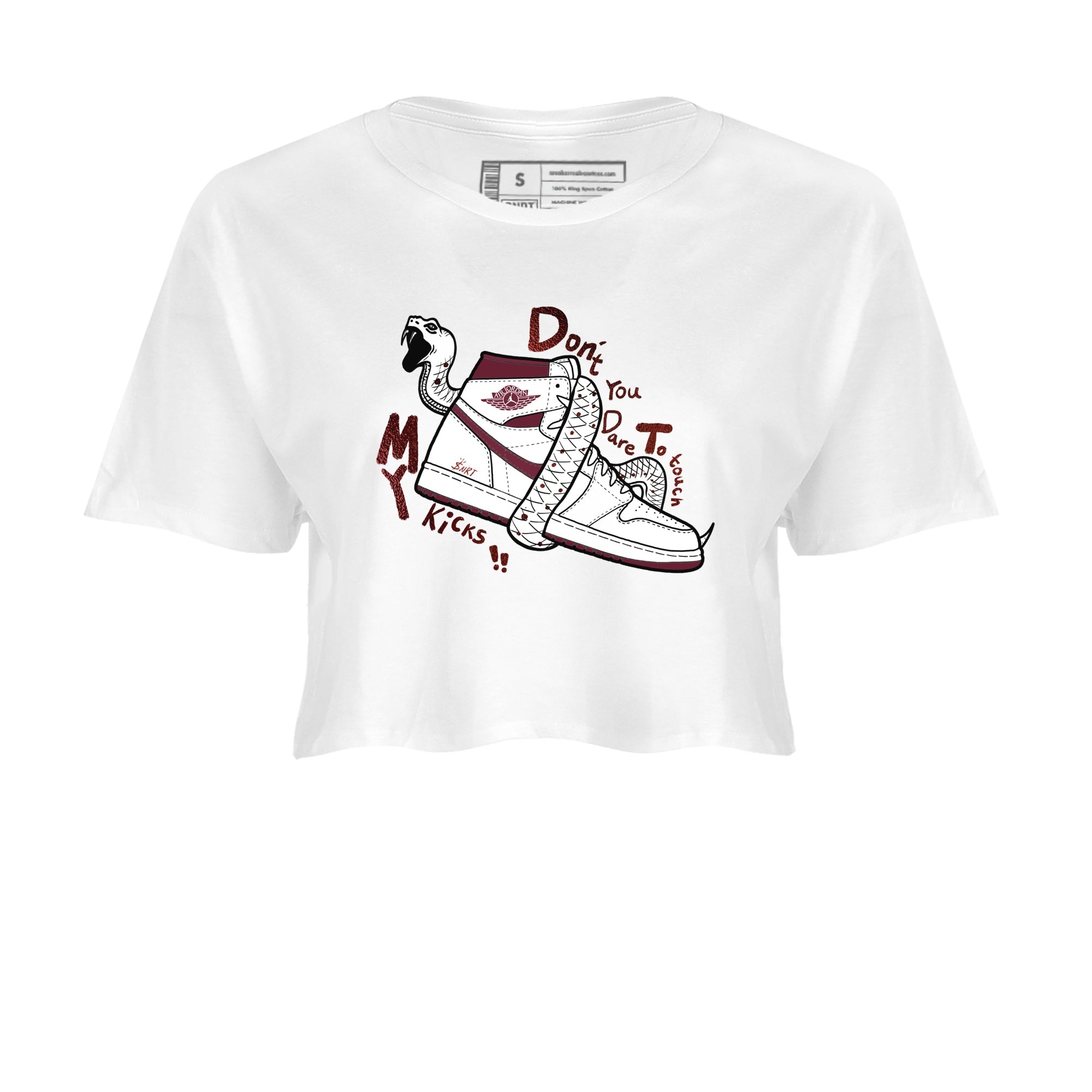 Don't Touch My Kicks snkmatch Women's Top - Air Jordan 1 Metallic Burgundy
