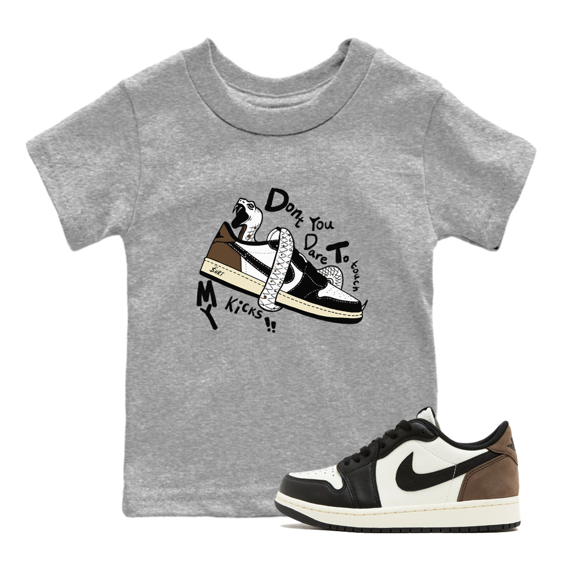 Don't Touch My Kicks snkmatch Tees Kids - Air Jordan 1 Mocha