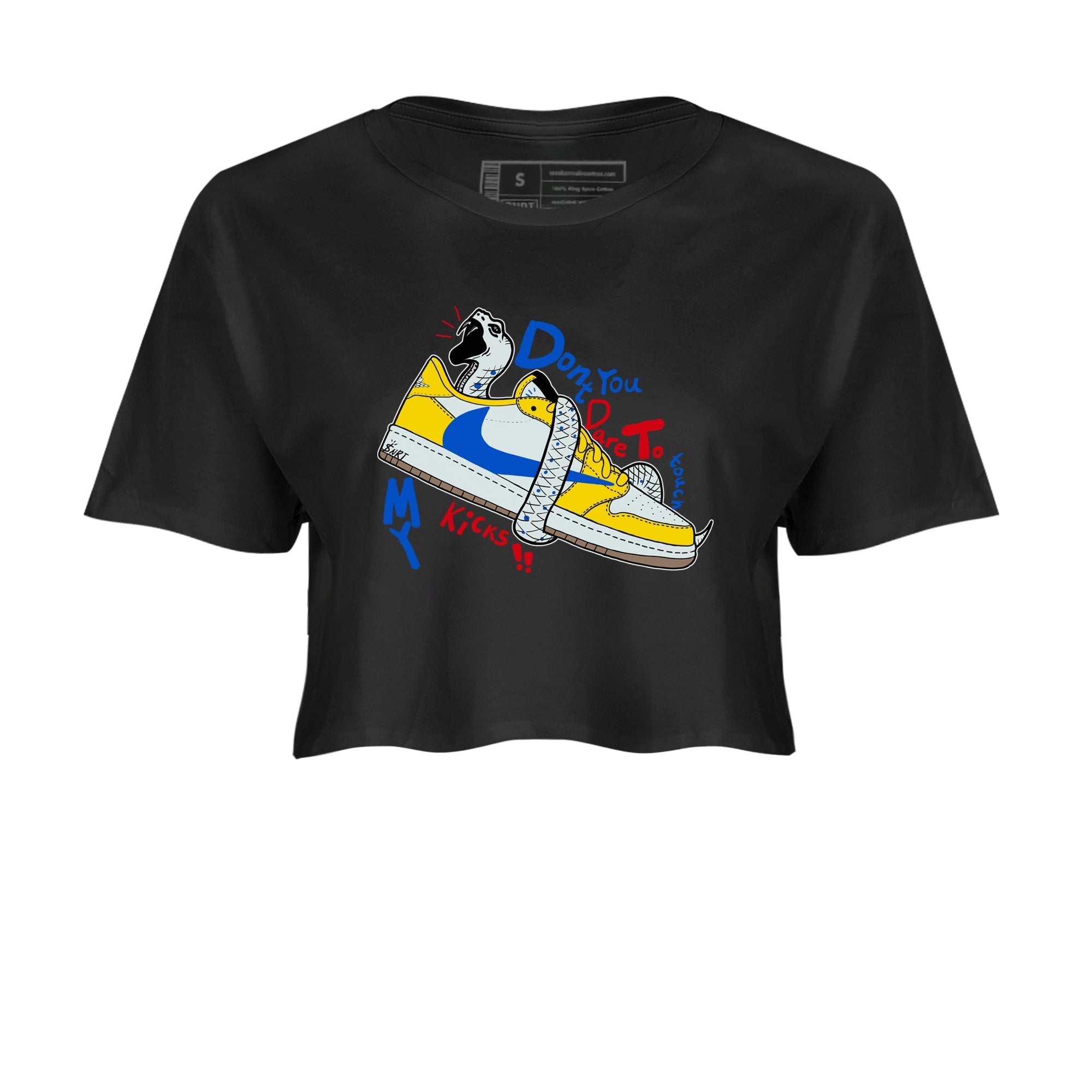 Don't Touch My Kicks snkmatch Women's Top - Air Jordan 1 Travis Scott Canary
