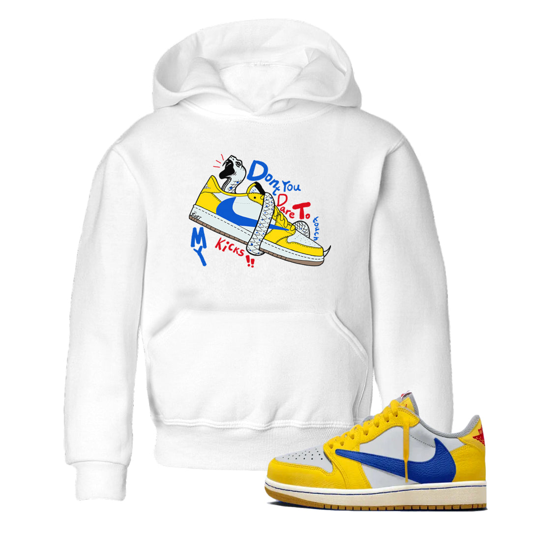 Don't Touch My Kicks snkmatch Tees Kids - Air Jordan 1 Travis Scott Canary