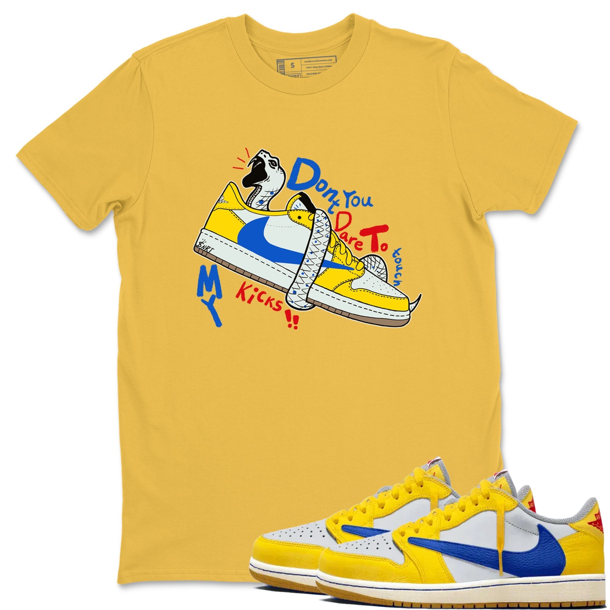 Don't Touch My Kicks snkmatch Tees - Air Jordan 1 Travis Scott Canary