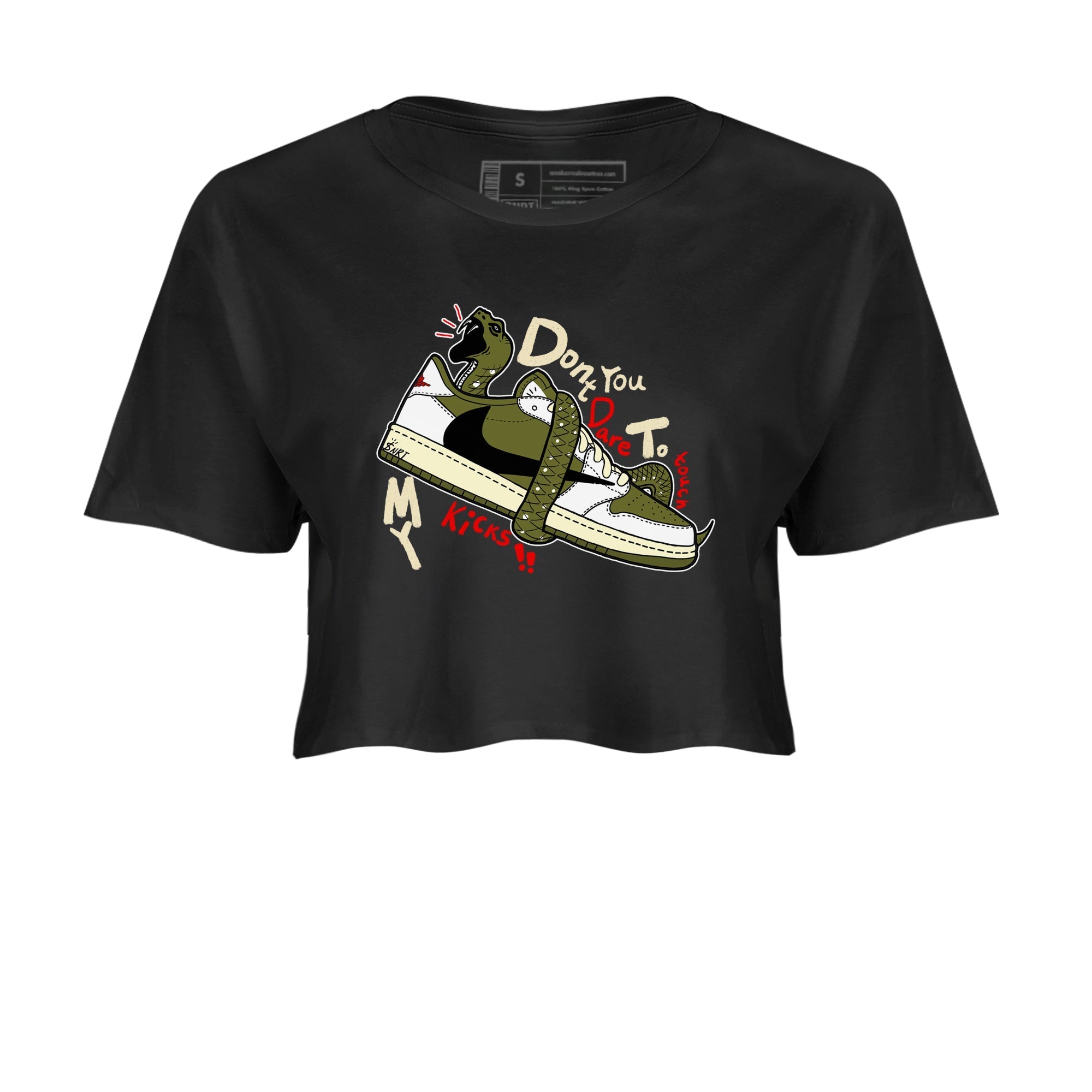 Don't Touch My Kicks snkmatch Women's Top - Air Jordan 1 Travis Scott Medium Olive