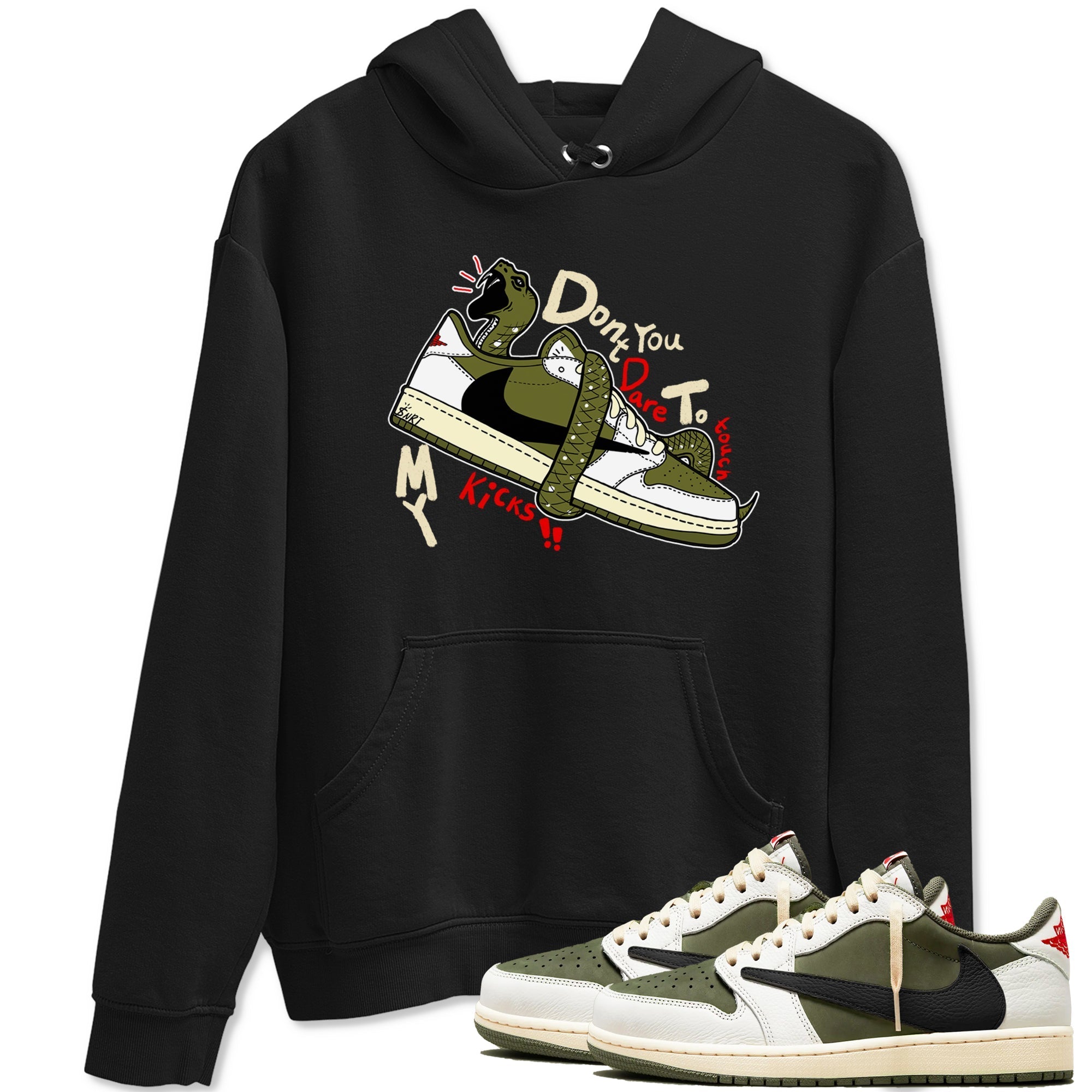 Don't Touch My Kicks snkmatch Tees - Air Jordan 1 Travis Scott Medium Olive