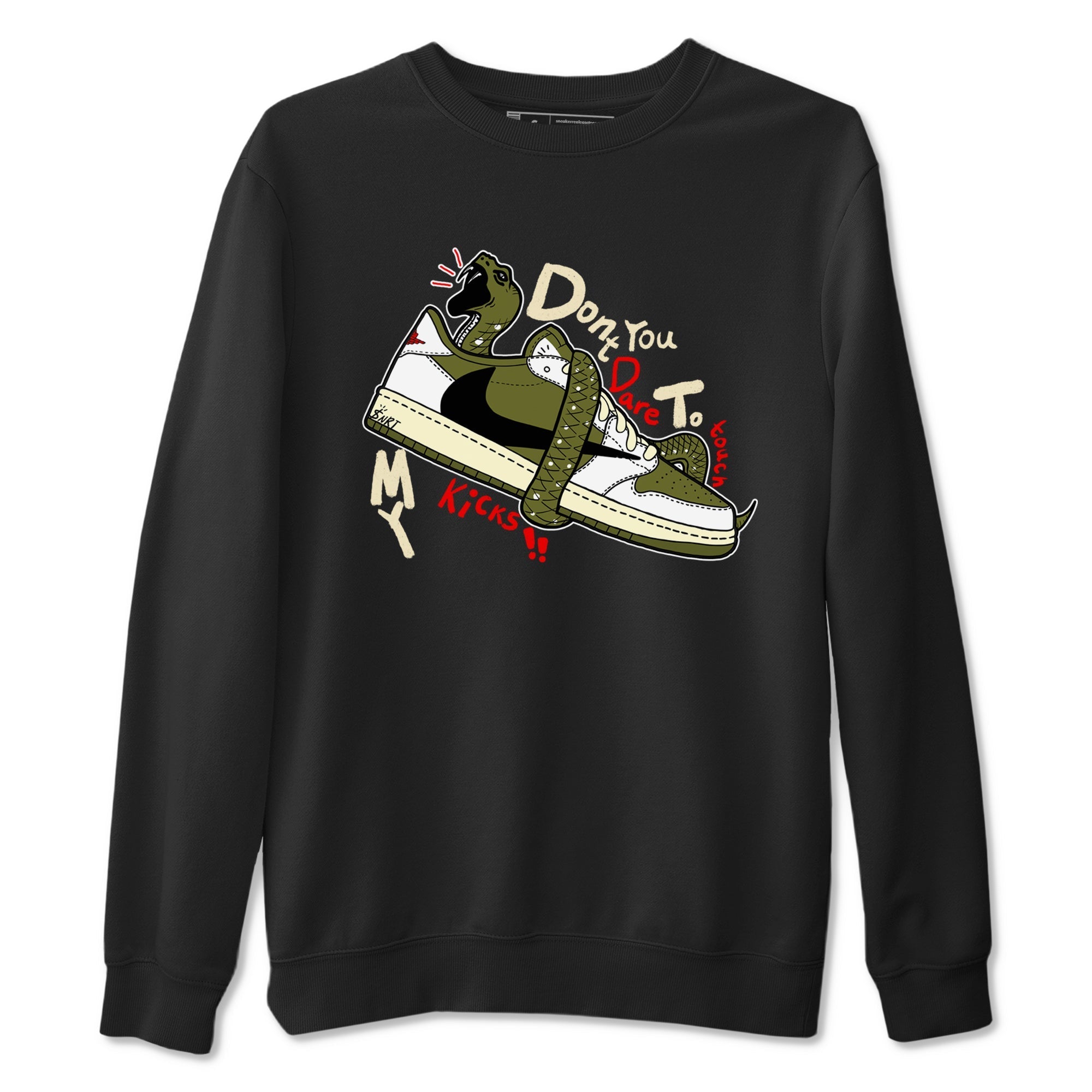 Don't Touch My Kicks snkmatch Tees - Air Jordan 1 Travis Scott Medium Olive