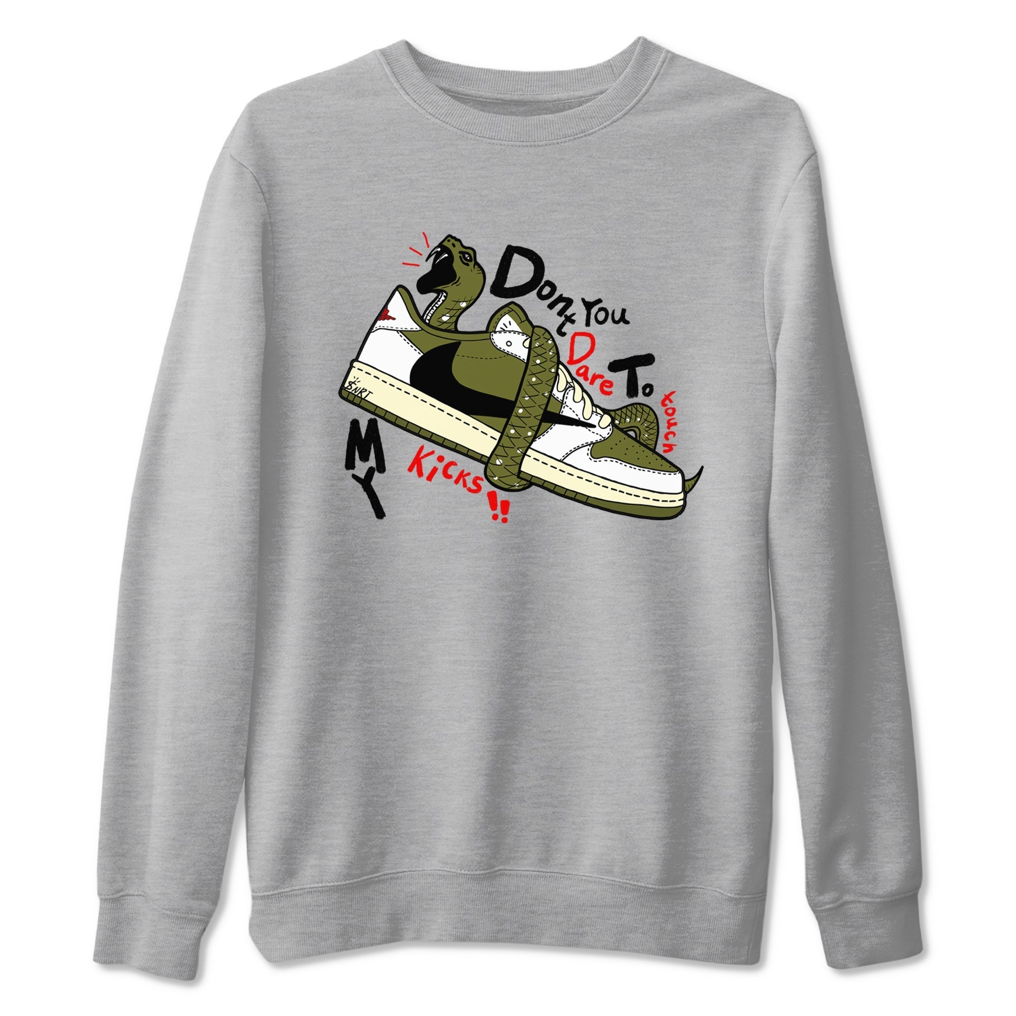 Don't Touch My Kicks snkmatch Tees - Air Jordan 1 Travis Scott Medium Olive
