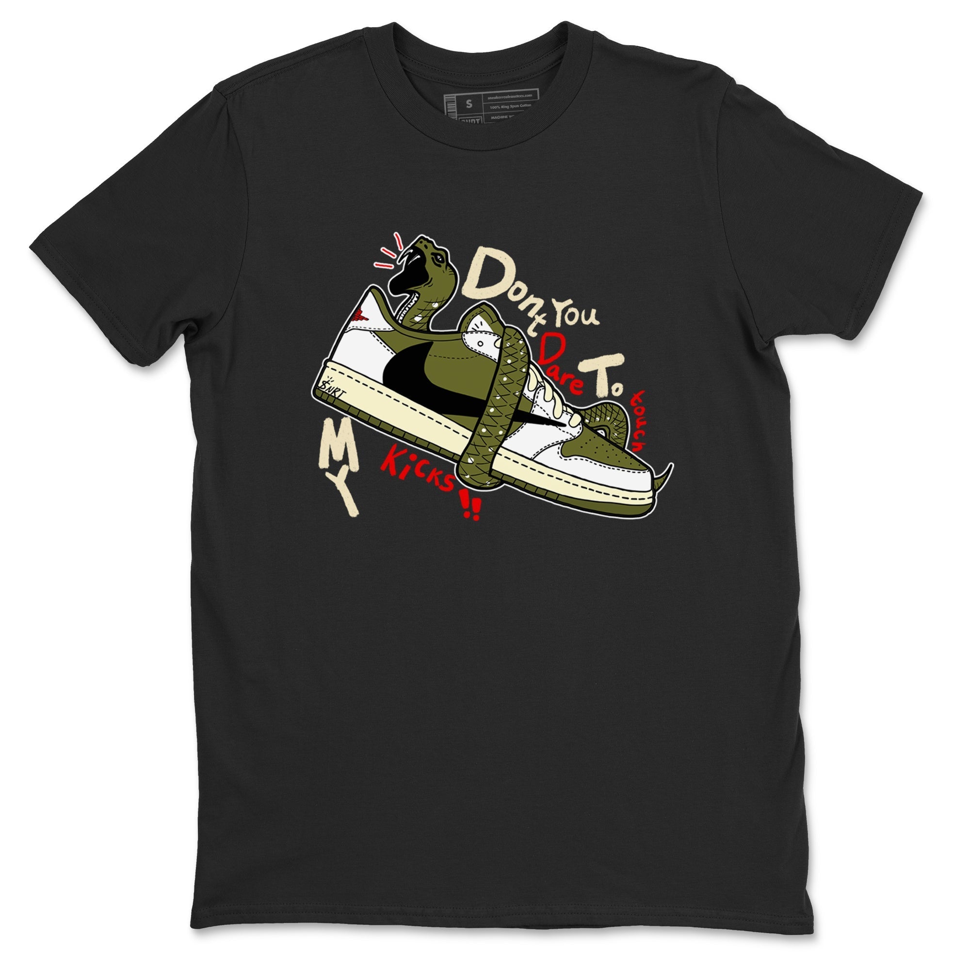 Don't Touch My Kicks snkmatch Tees - Air Jordan 1 Travis Scott Medium Olive