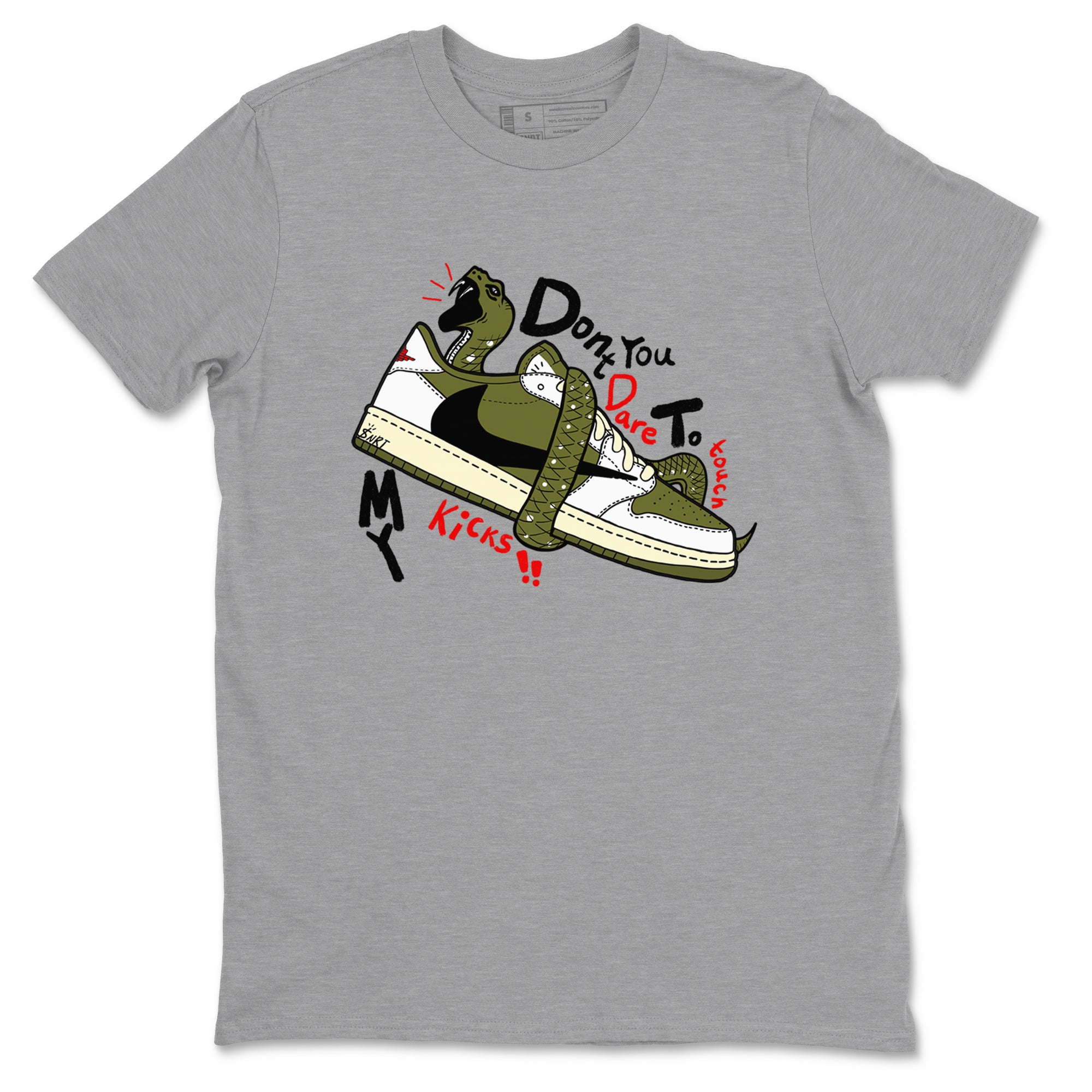 Don't Touch My Kicks snkmatch Tees - Air Jordan 1 Travis Scott Medium Olive