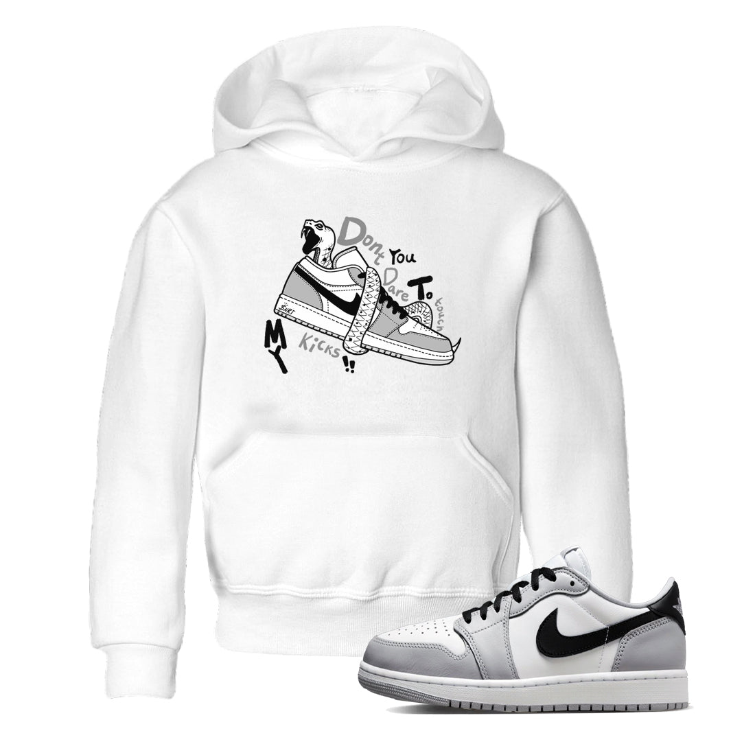 Don't Touch My Kicks snkmatch Tees Kids - Air Jordan 1 Wolf Grey