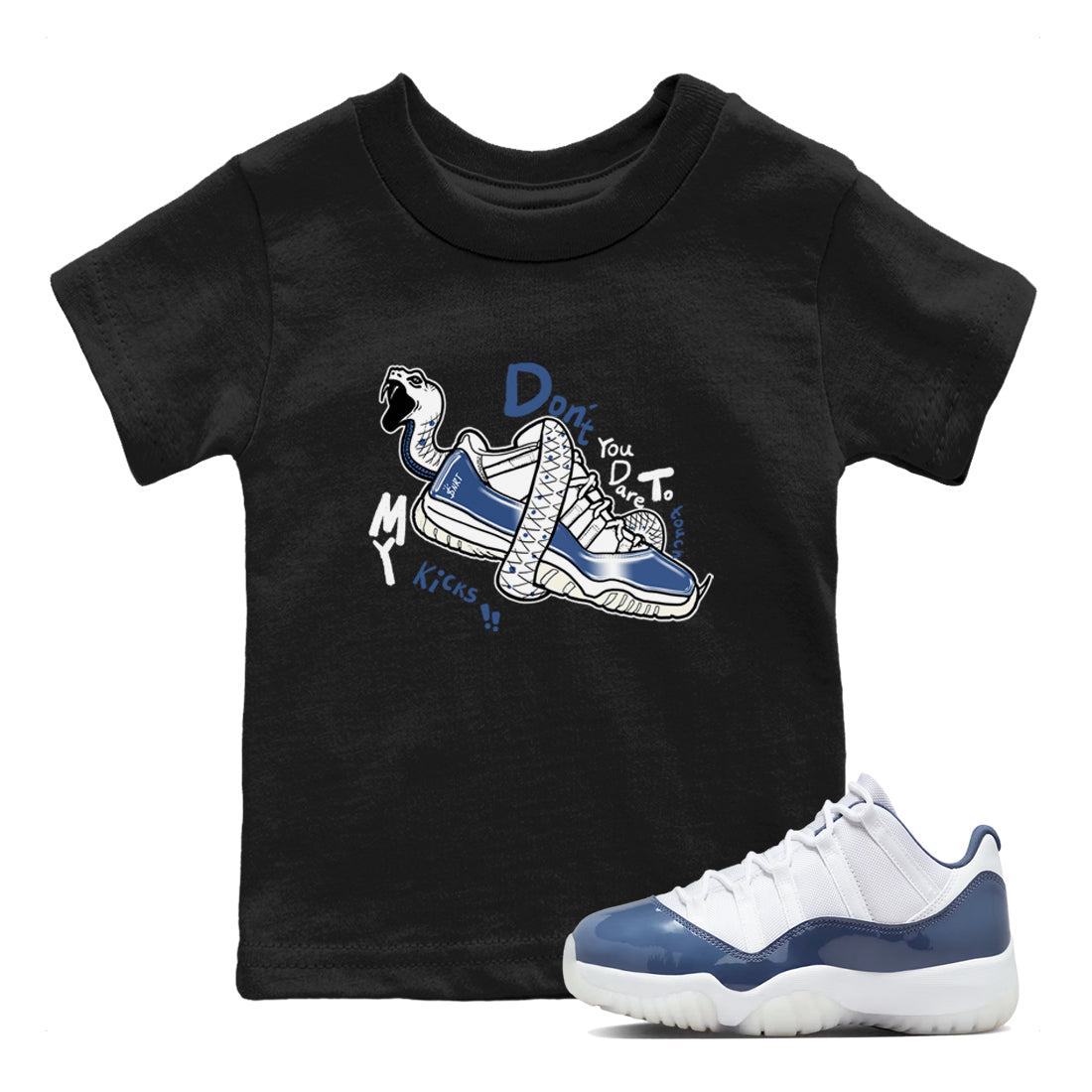 Don't Touch My Kicks snkmatch Tees Kids - Air Jordan 11 Diffused Blue