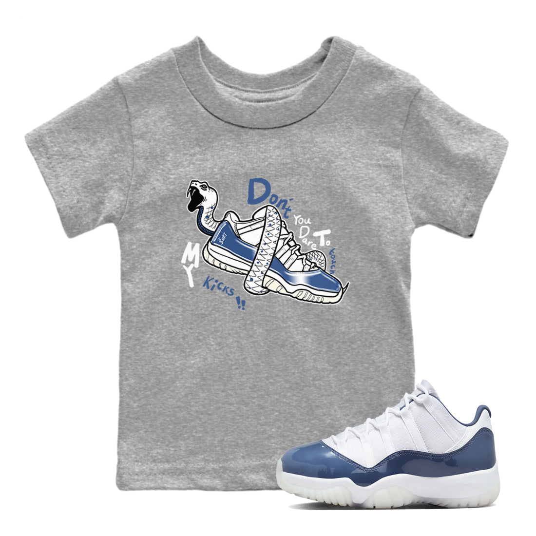 Don't Touch My Kicks snkmatch Tees Kids - Air Jordan 11 Diffused Blue