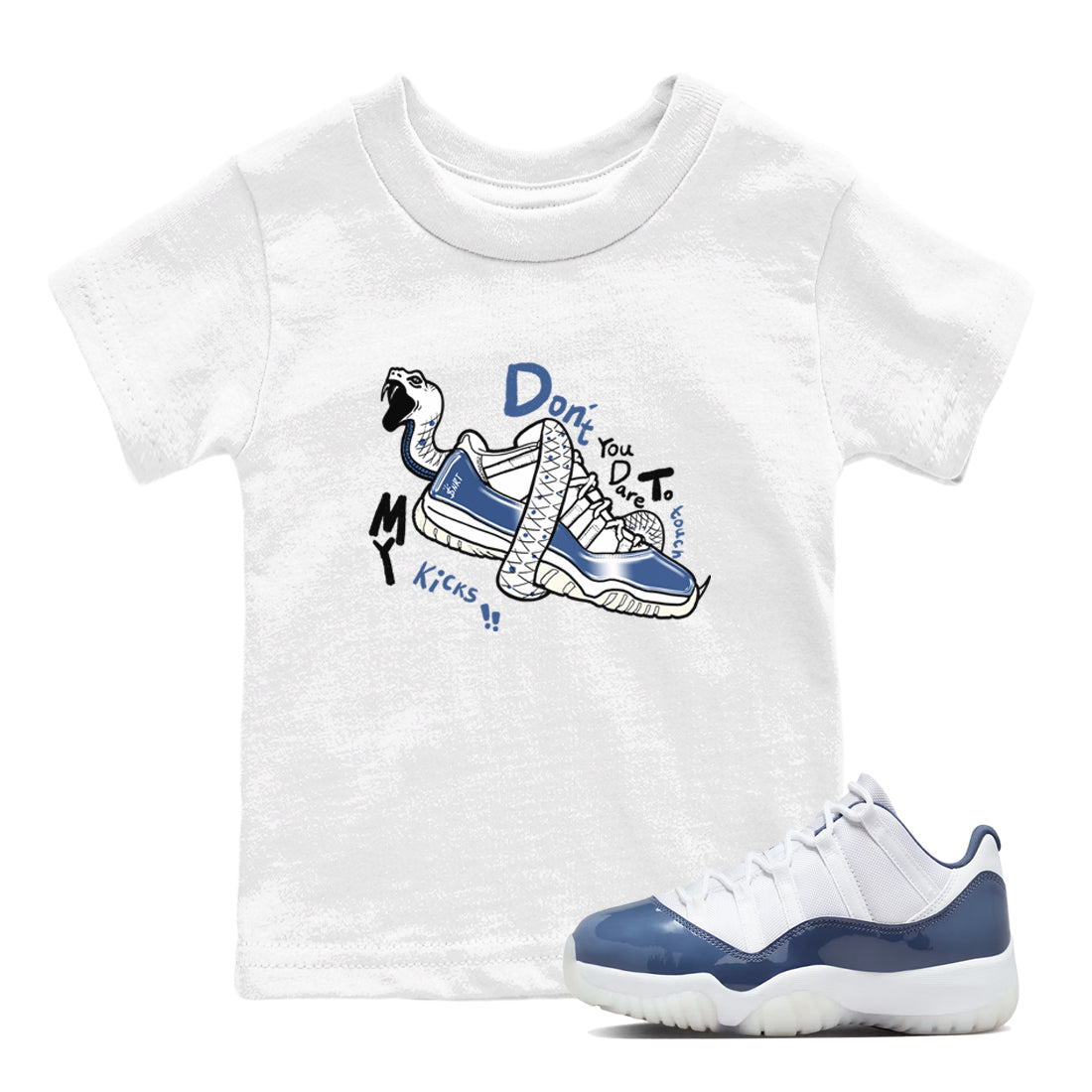 Don't Touch My Kicks snkmatch Tees Kids - Air Jordan 11 Diffused Blue