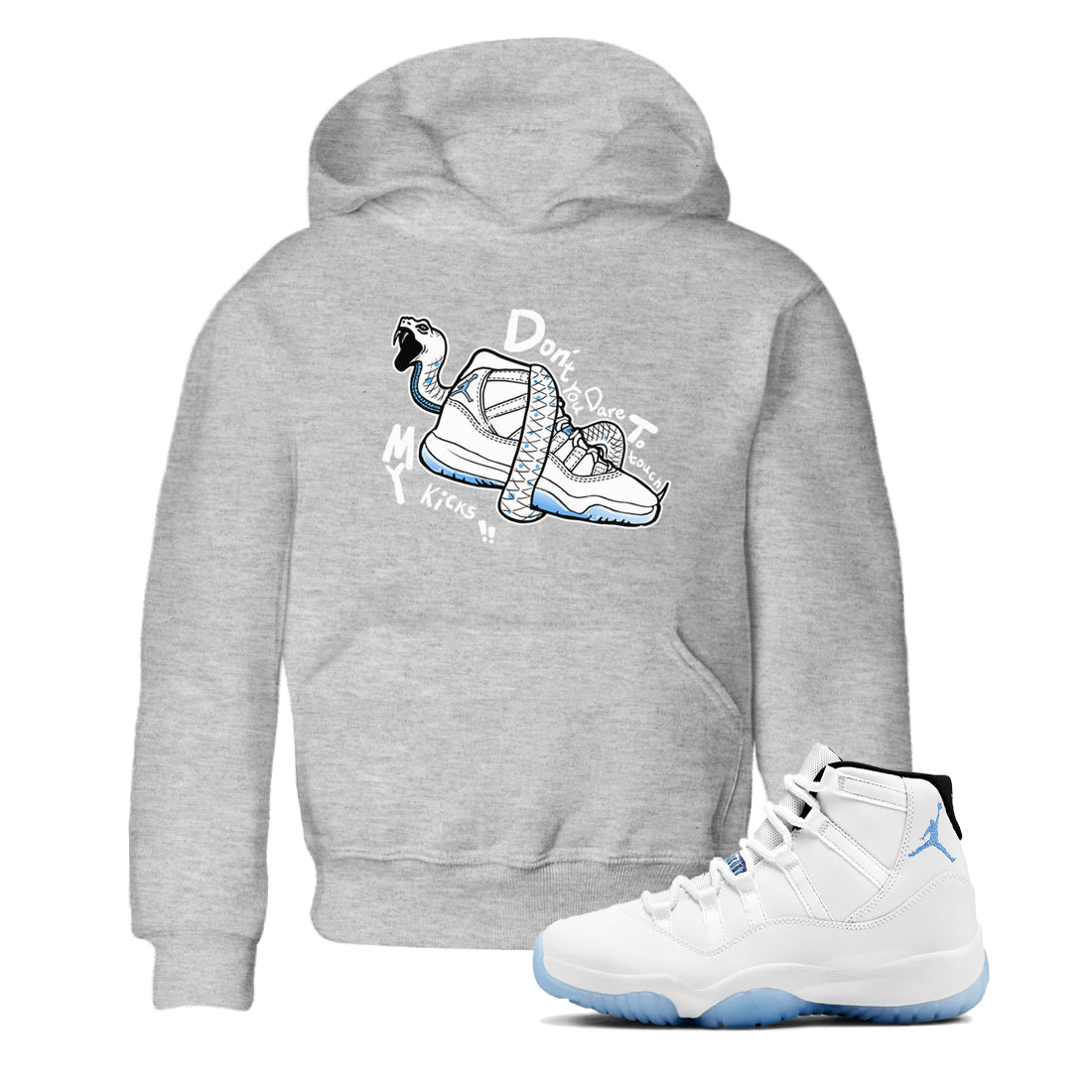Don't Touch My Kicks snkmatch Tees Kids - Air Jordan 11 Legend Blue