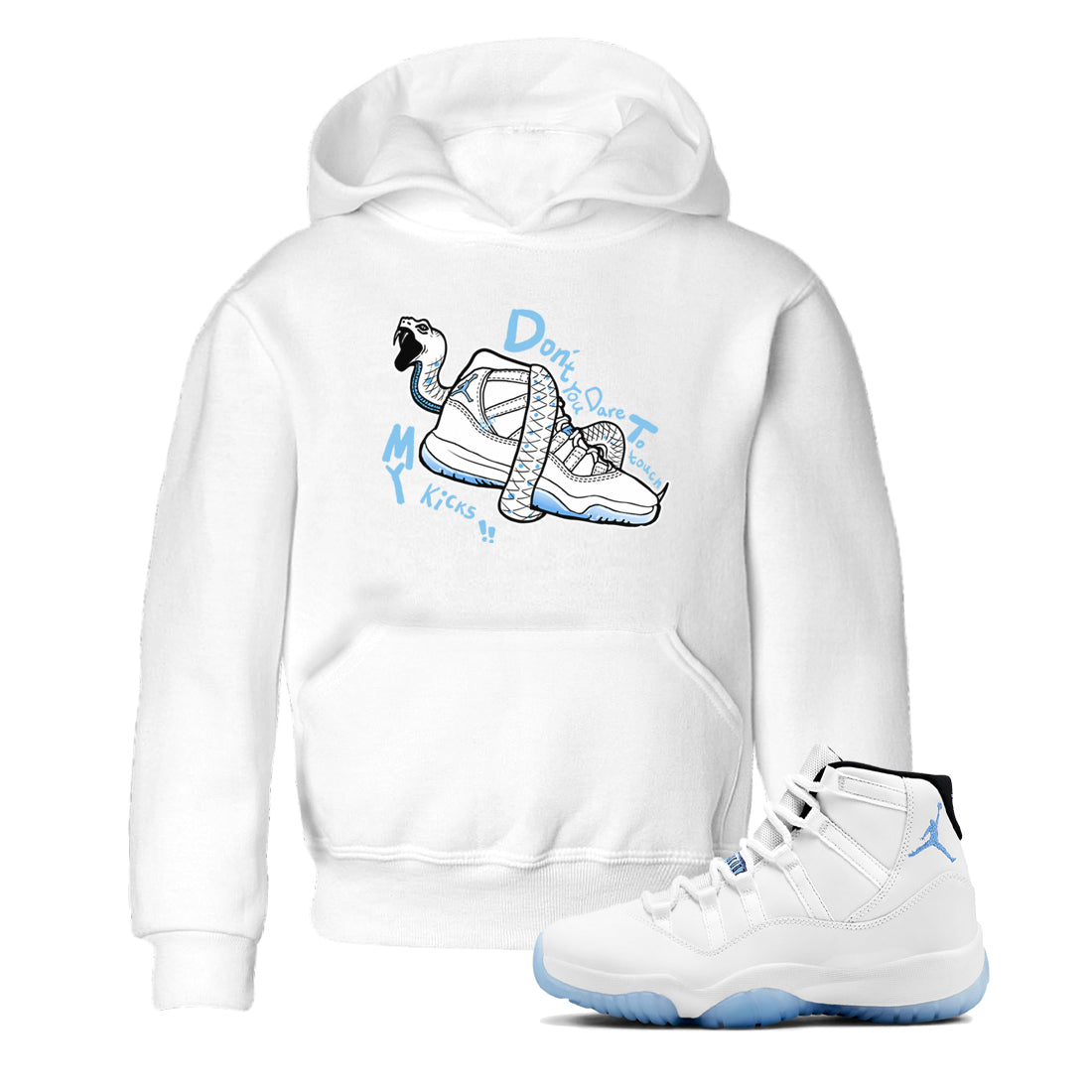Don't Touch My Kicks snkmatch Tees Kids - Air Jordan 11 Legend Blue