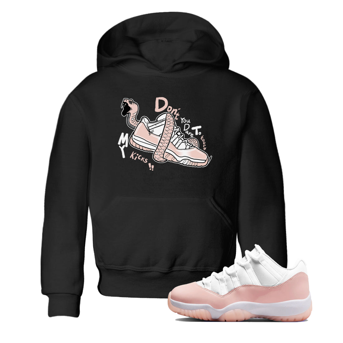 Don't Touch My Kicks snkmatch Tees Kids - Air Jordan 11 Legend Pink