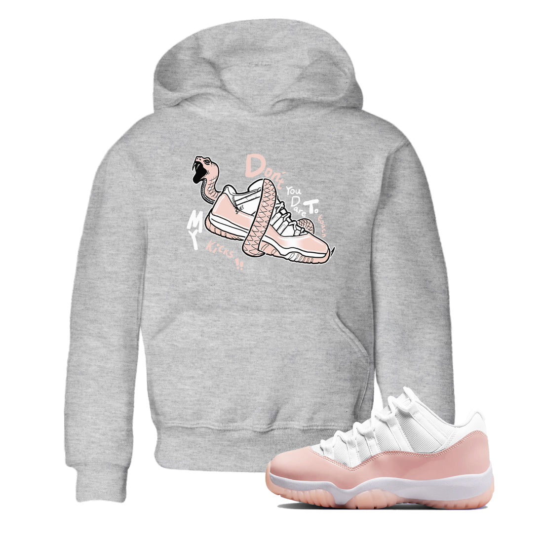 Don't Touch My Kicks snkmatch Tees Kids - Air Jordan 11 Legend Pink