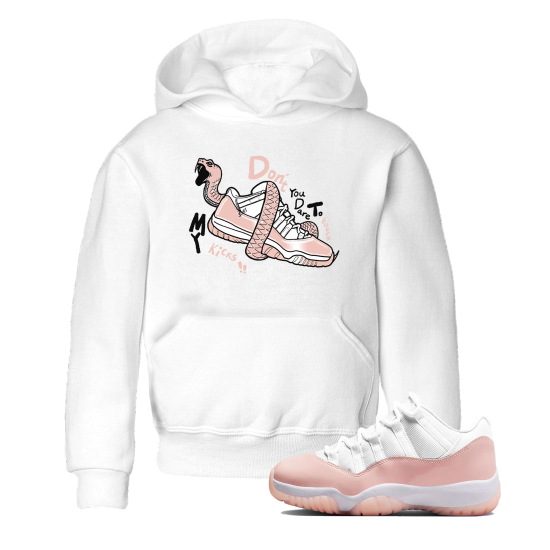 Don't Touch My Kicks snkmatch Tees Kids - Air Jordan 11 Legend Pink