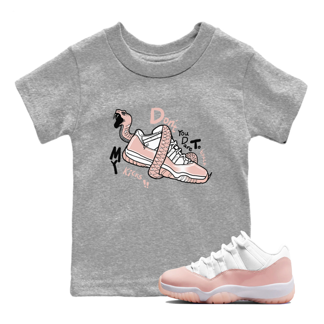 Don't Touch My Kicks snkmatch Tees Kids - Air Jordan 11 Legend Pink