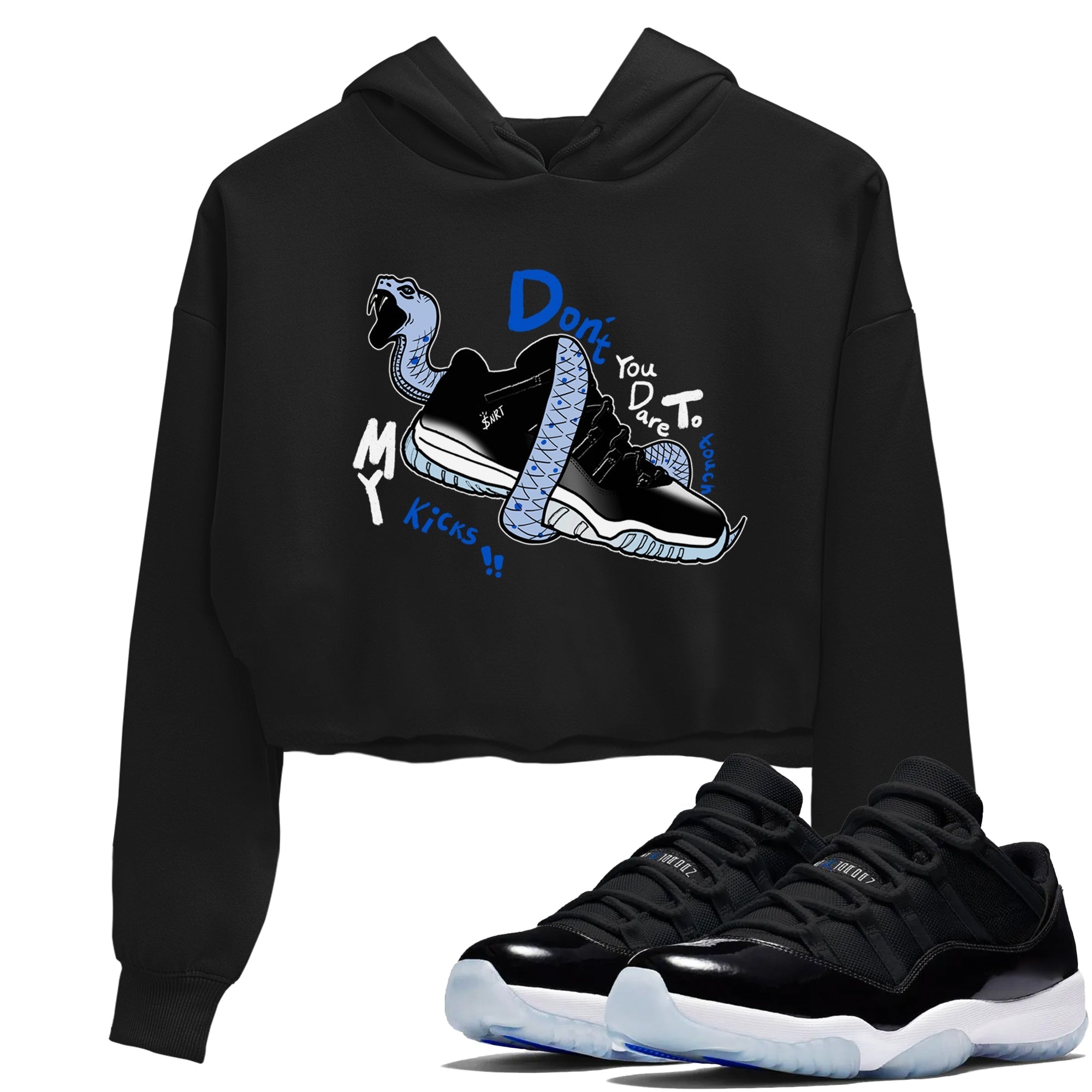 Don't Touch My Kicks snkmatch Women's Top - Air Jordan 11 Black and Varsity Royal