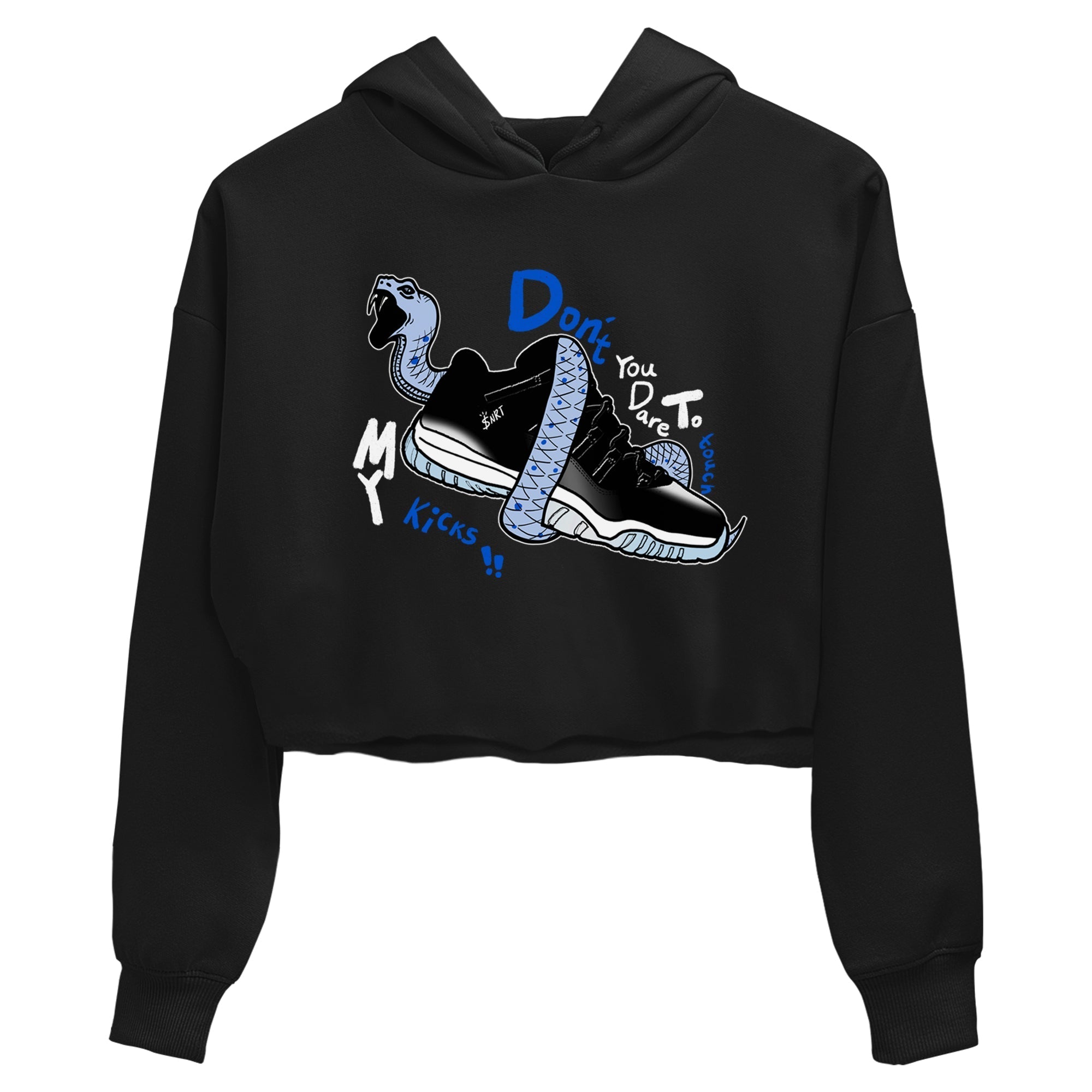 Don't Touch My Kicks snkmatch Women's Top - Air Jordan 11 Black and Varsity Royal