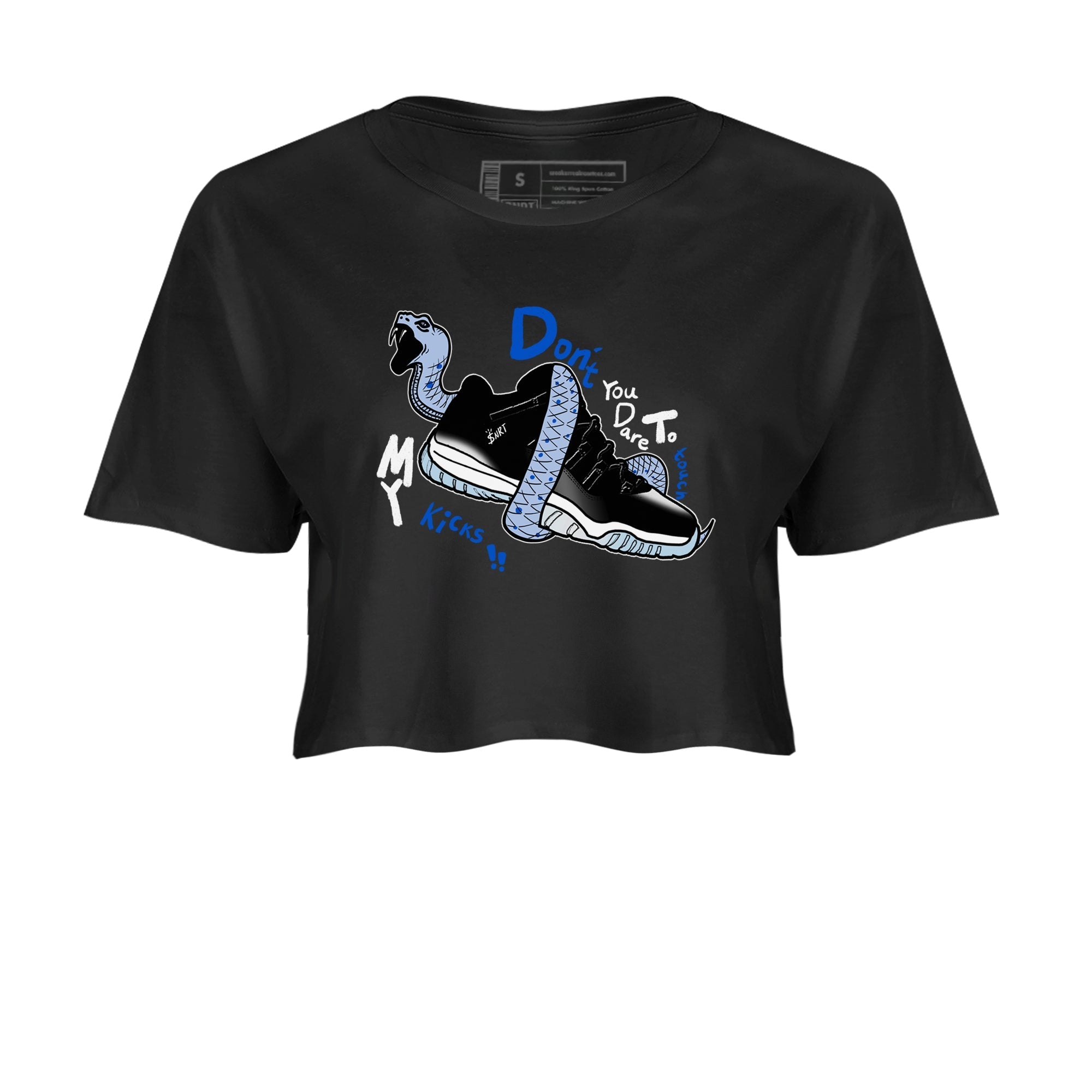 Don't Touch My Kicks snkmatch Women's Top - Air Jordan 11 Black and Varsity Royal