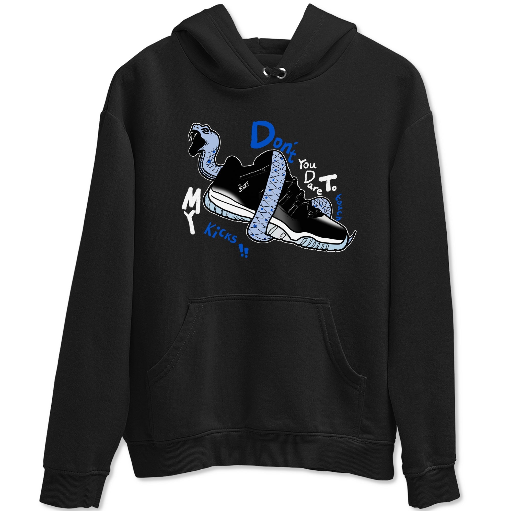 Don't Touch My Kicks snkmatch Tees - Air Jordan 11 Black and Varsity Royal