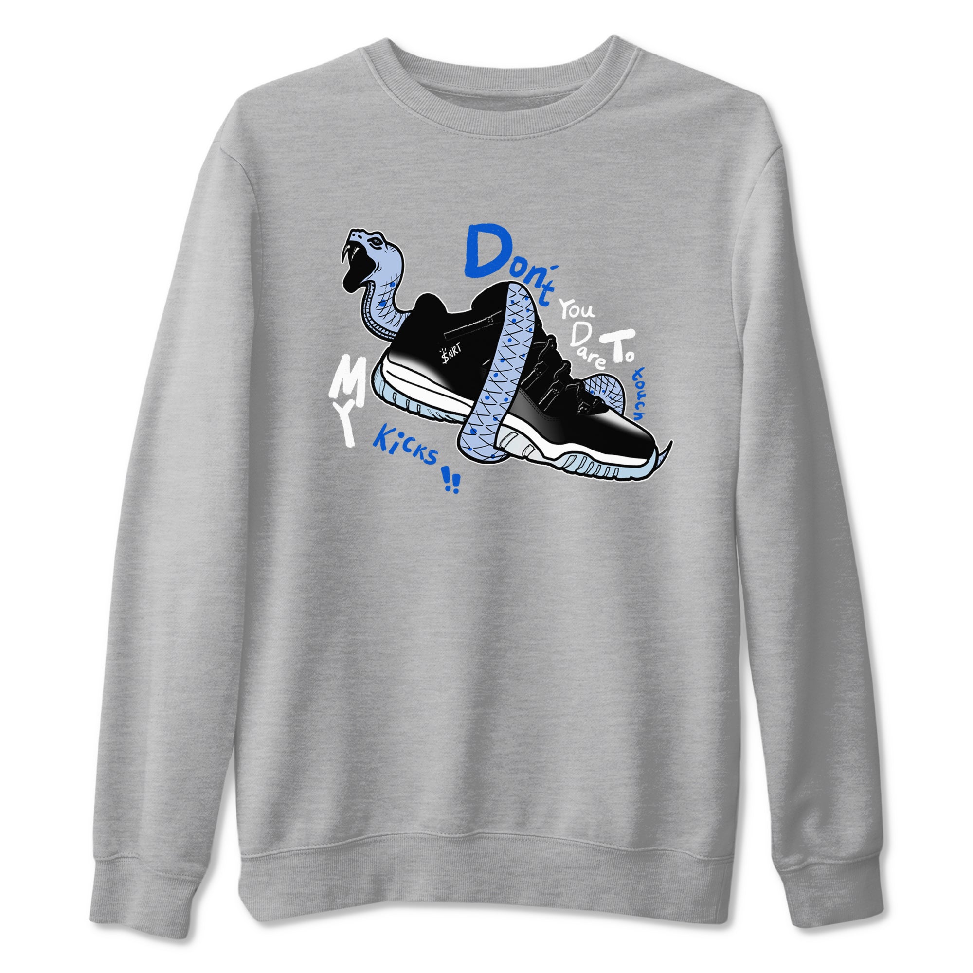 Don't Touch My Kicks snkmatch Tees - Air Jordan 11 Black and Varsity Royal
