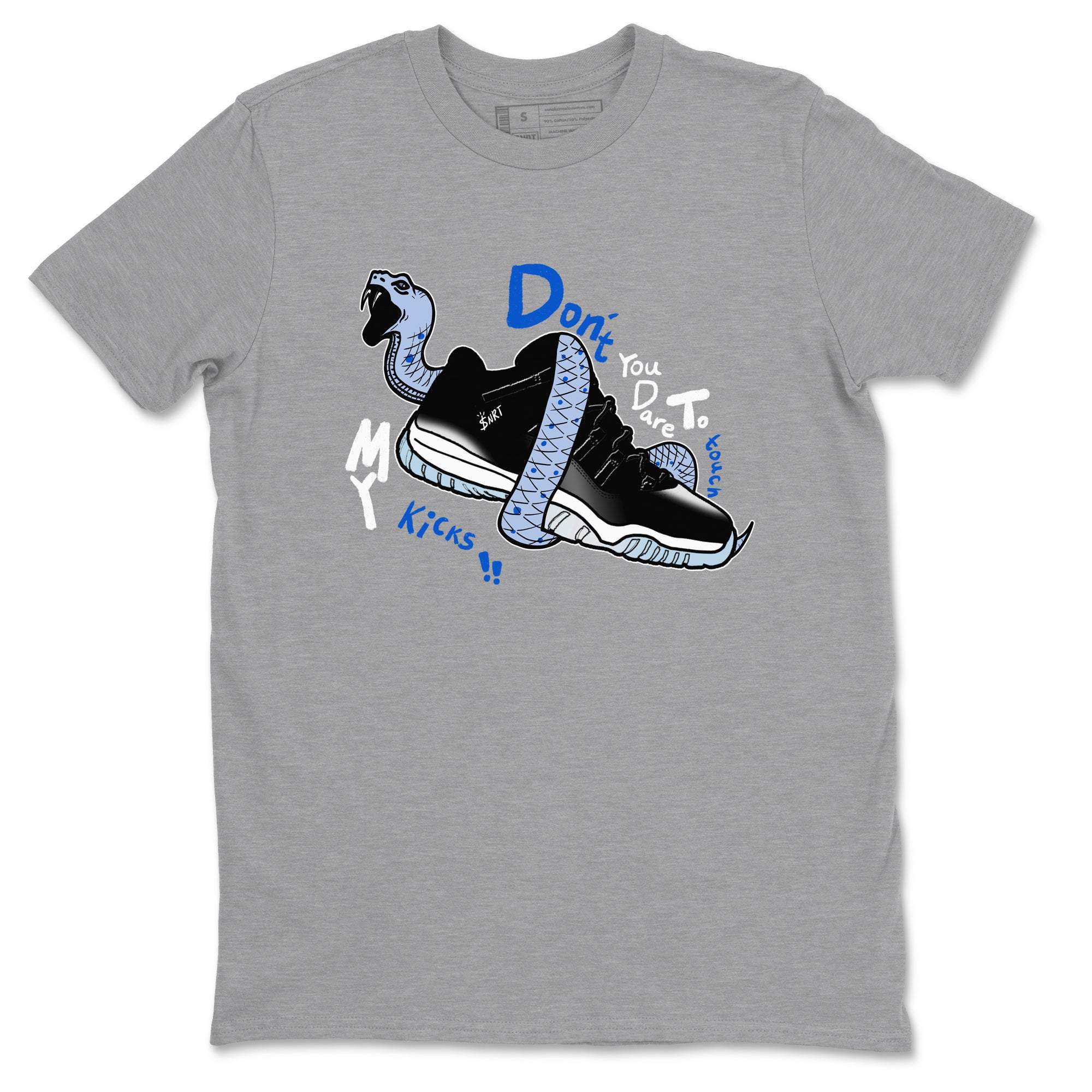 Don't Touch My Kicks snkmatch Tees - Air Jordan 11 Black and Varsity Royal
