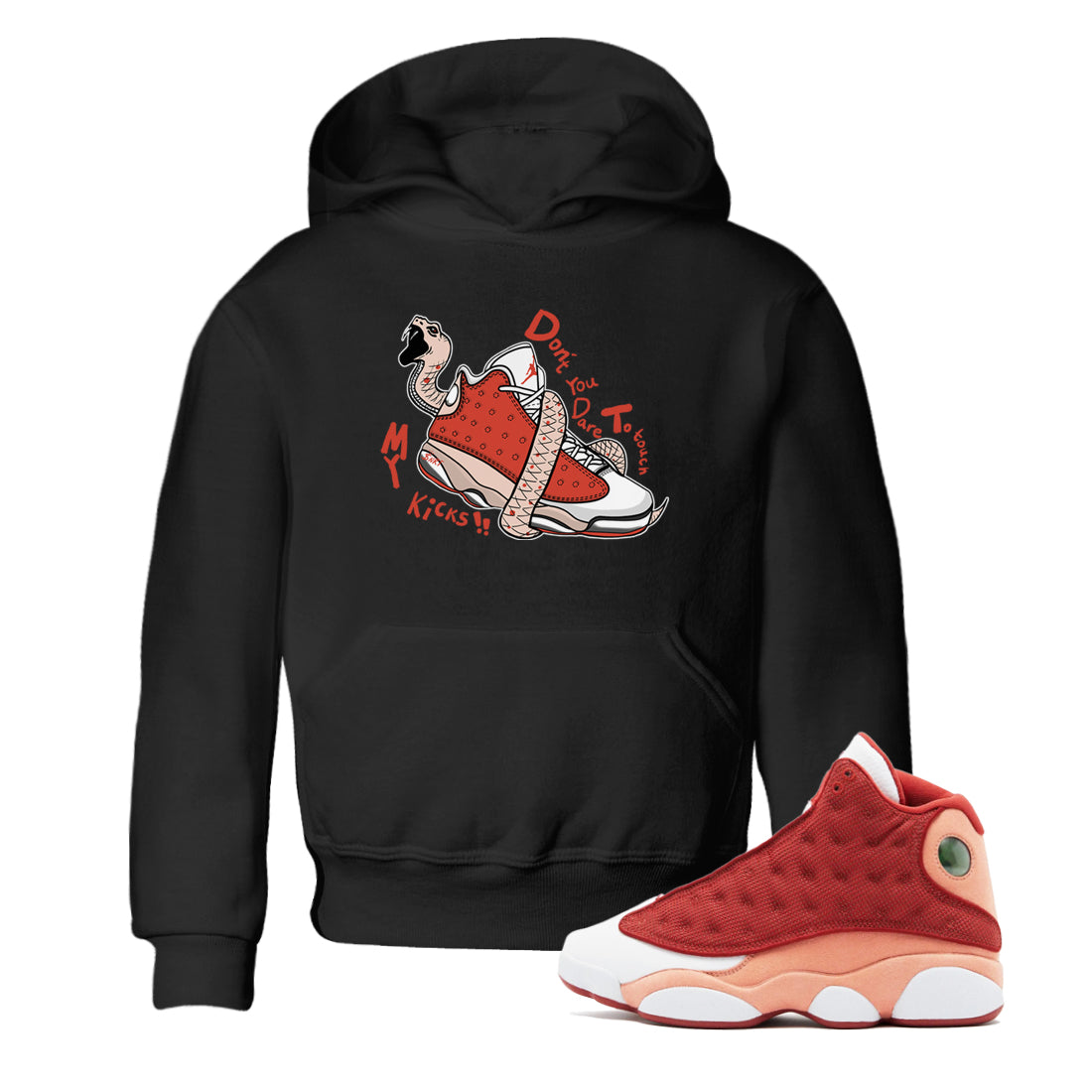 Don't Touch My Kicks snkmatch Tees Kids - Air Jordan 13 Dune Red