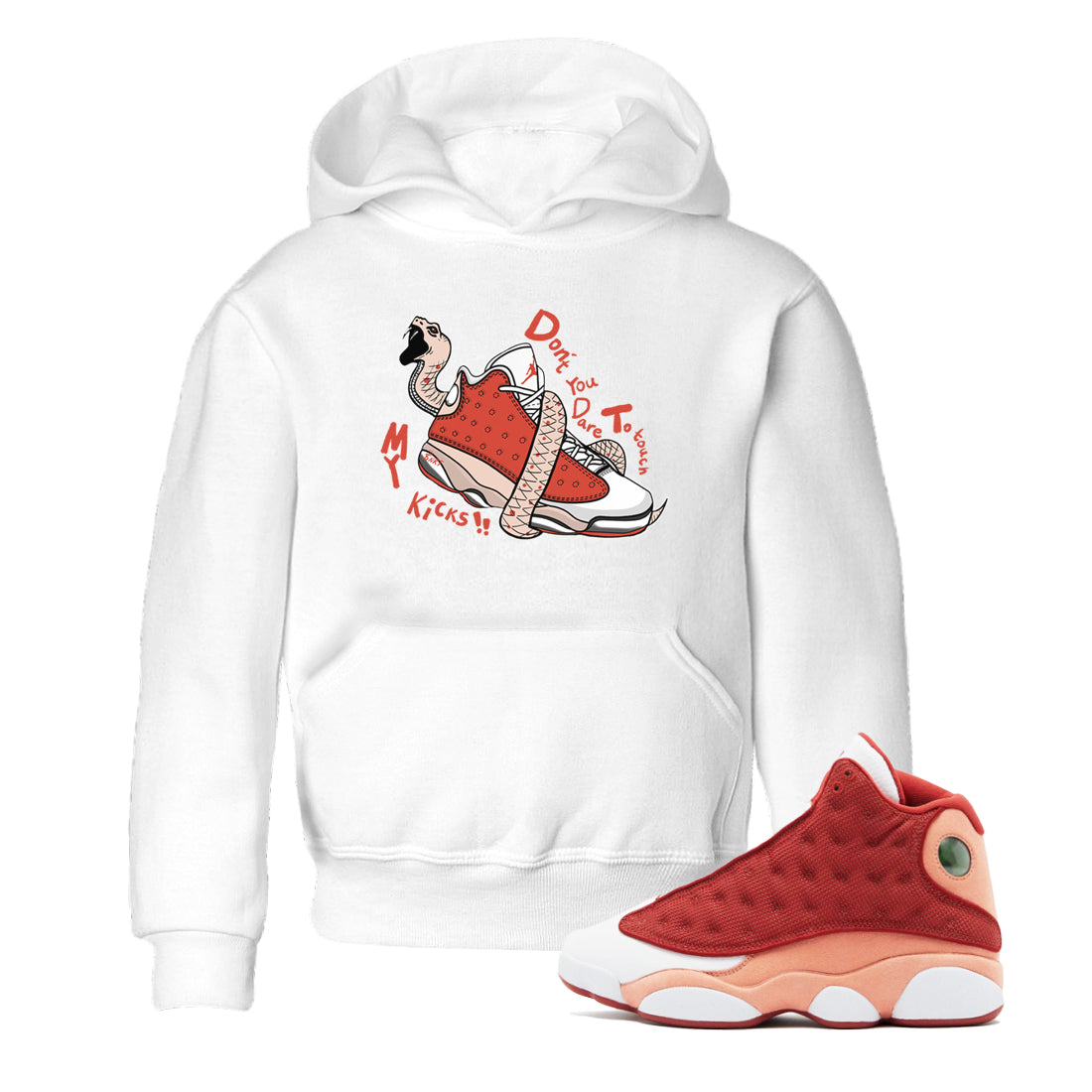 Don't Touch My Kicks snkmatch Tees Kids - Air Jordan 13 Dune Red