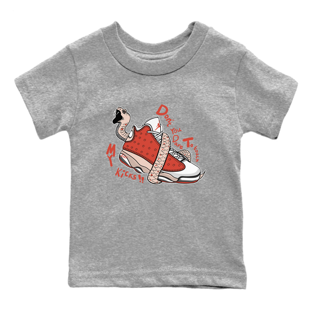 Don't Touch My Kicks snkmatch Tees Kids - Air Jordan 13 Dune Red