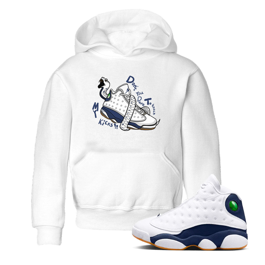 Don't Touch My Kicks snkmatch Tees Kids - Air Jordan 13 Midnight Navy
