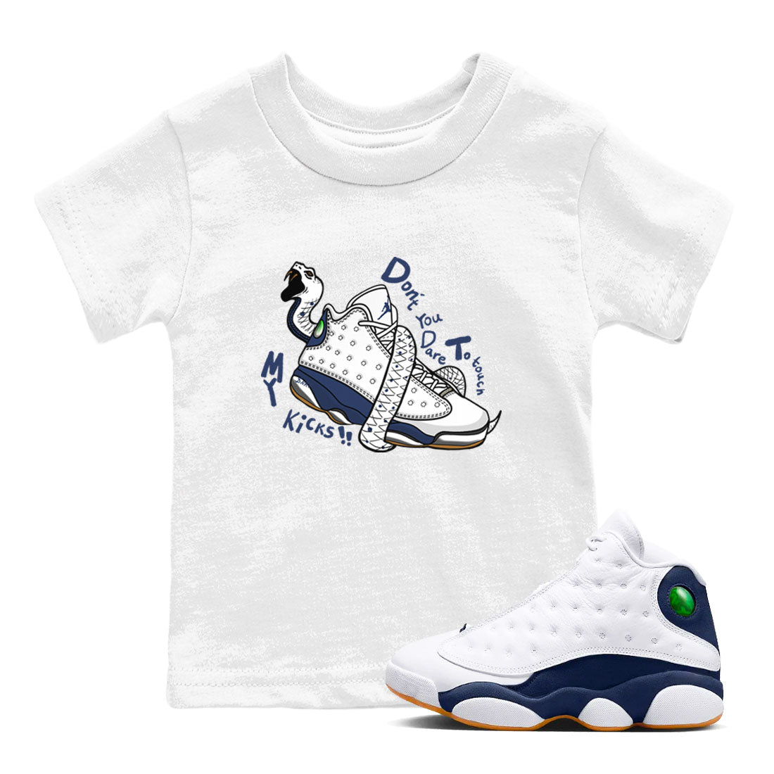 Don't Touch My Kicks snkmatch Tees Kids - Air Jordan 13 Midnight Navy