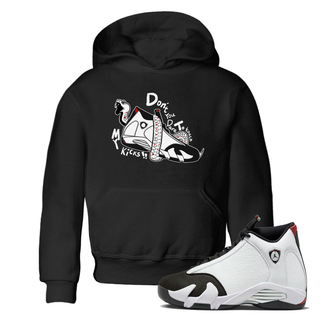 Don't Touch My Kicks snkmatch Tees Kids - Air Jordan 14 Black Toe